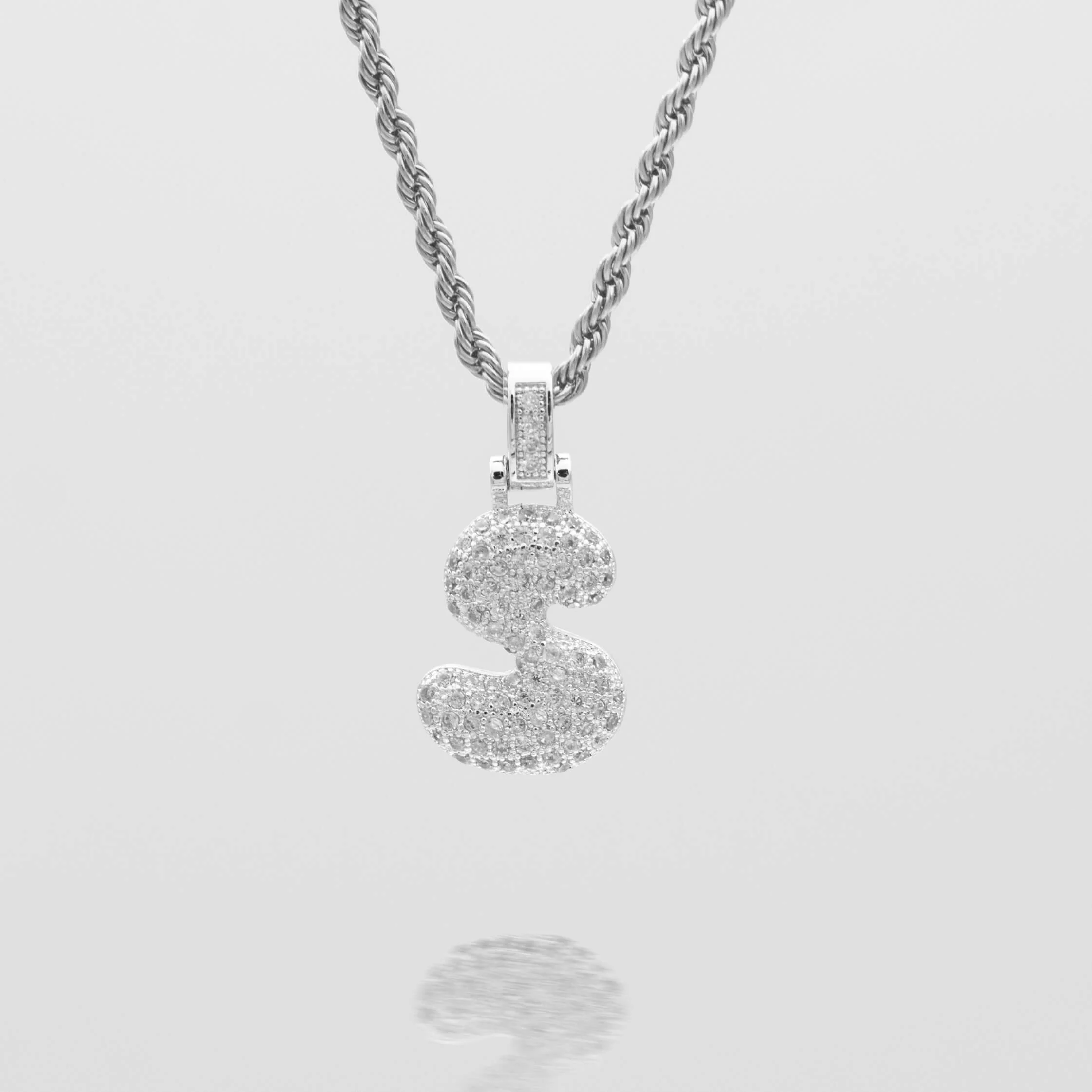 Pave Bubble Letter Initial Necklace - Image 53