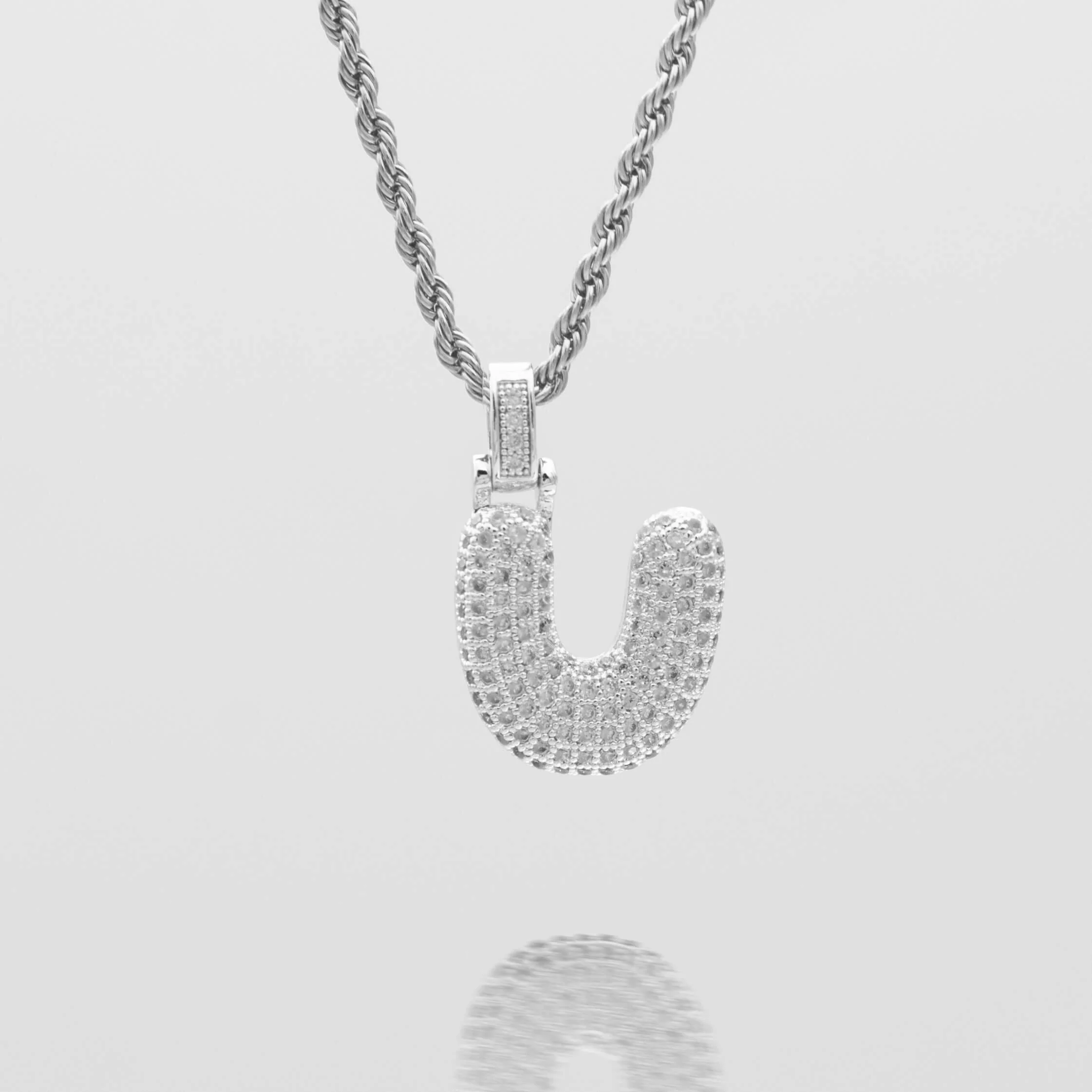 Pave Bubble Letter Initial Necklace - Image 55