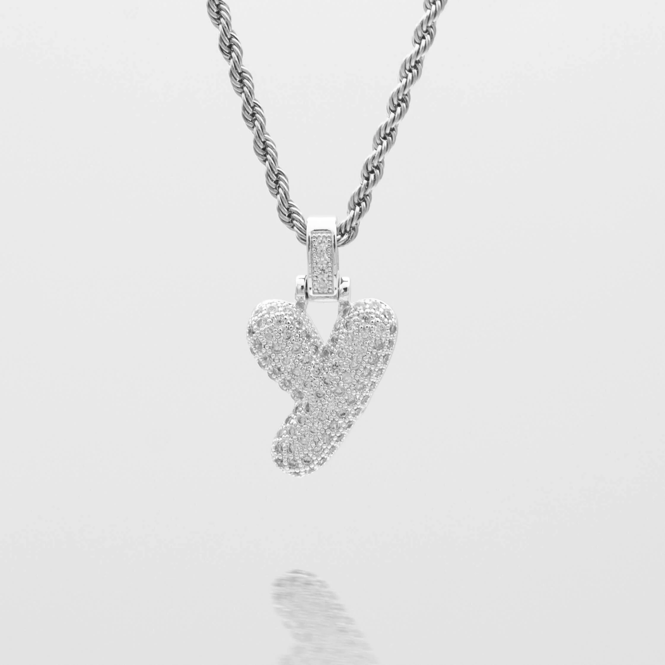 Pave Bubble Letter Initial Necklace - Image 59