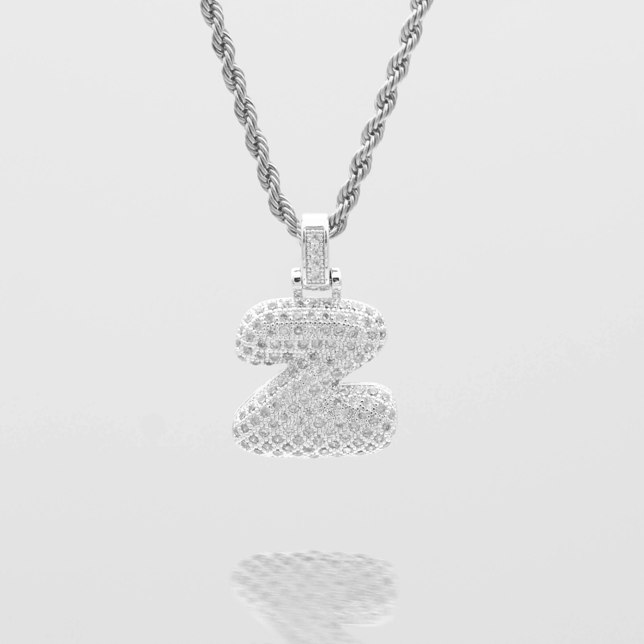 Pave Bubble Letter Initial Necklace - Image 60