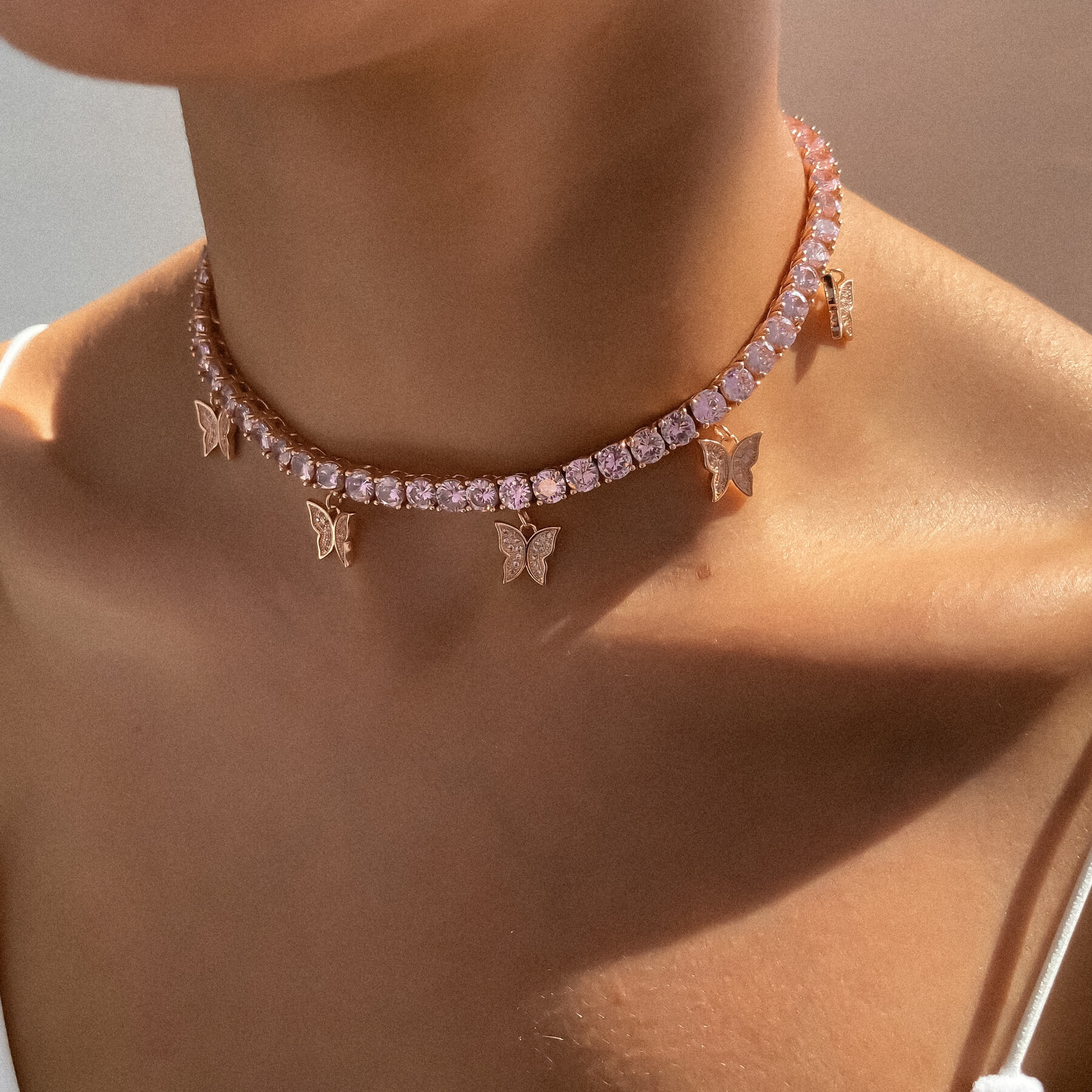 Butterfly Tennis Choker (Pink CZ) | PRYA™ - Image 3