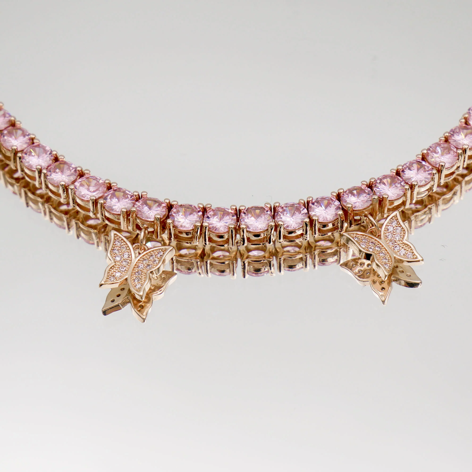 Butterfly Tennis Choker (Pink CZ) | PRYA™ - Image 4