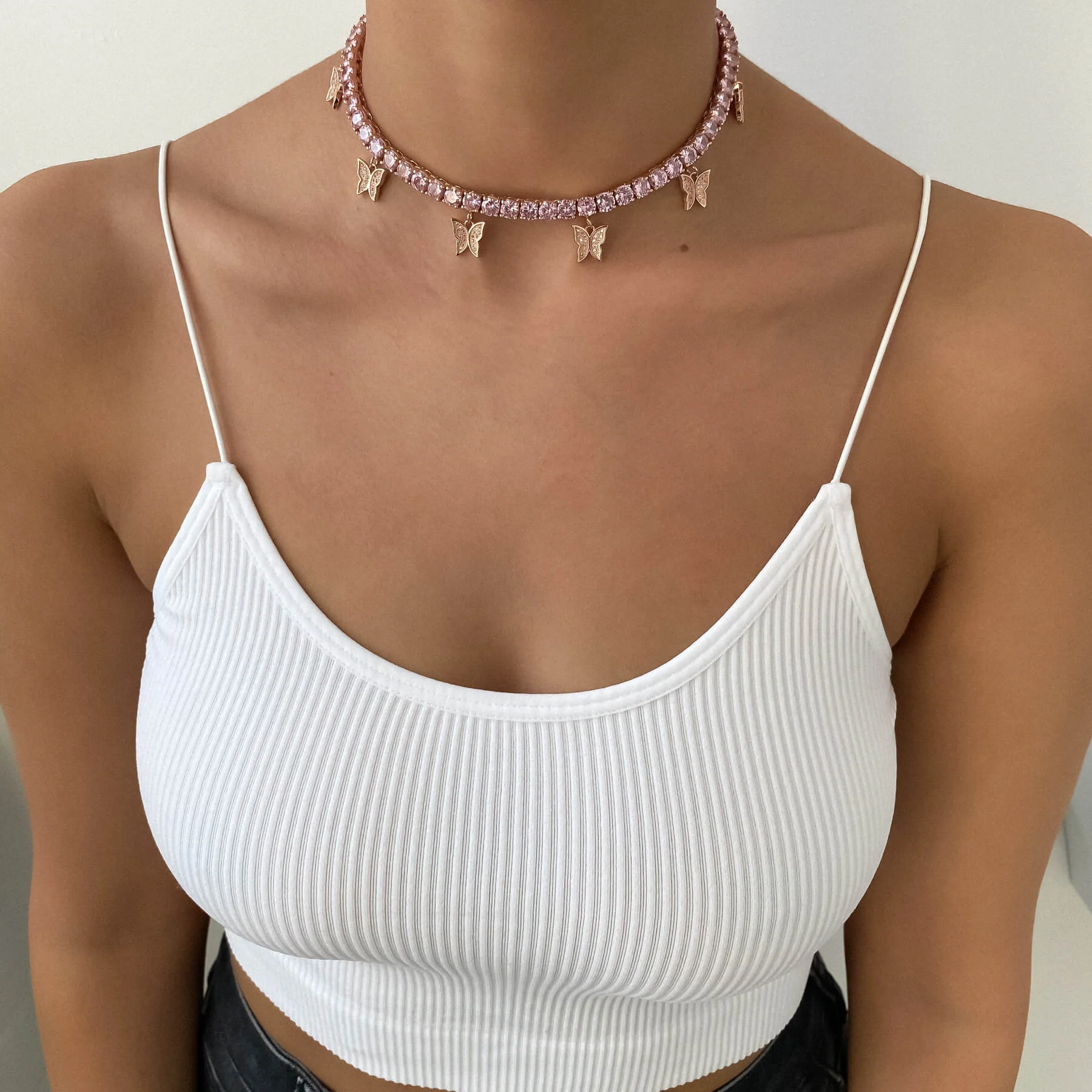 Butterfly Tennis Choker (Pink CZ) | PRYA™ - Image 8