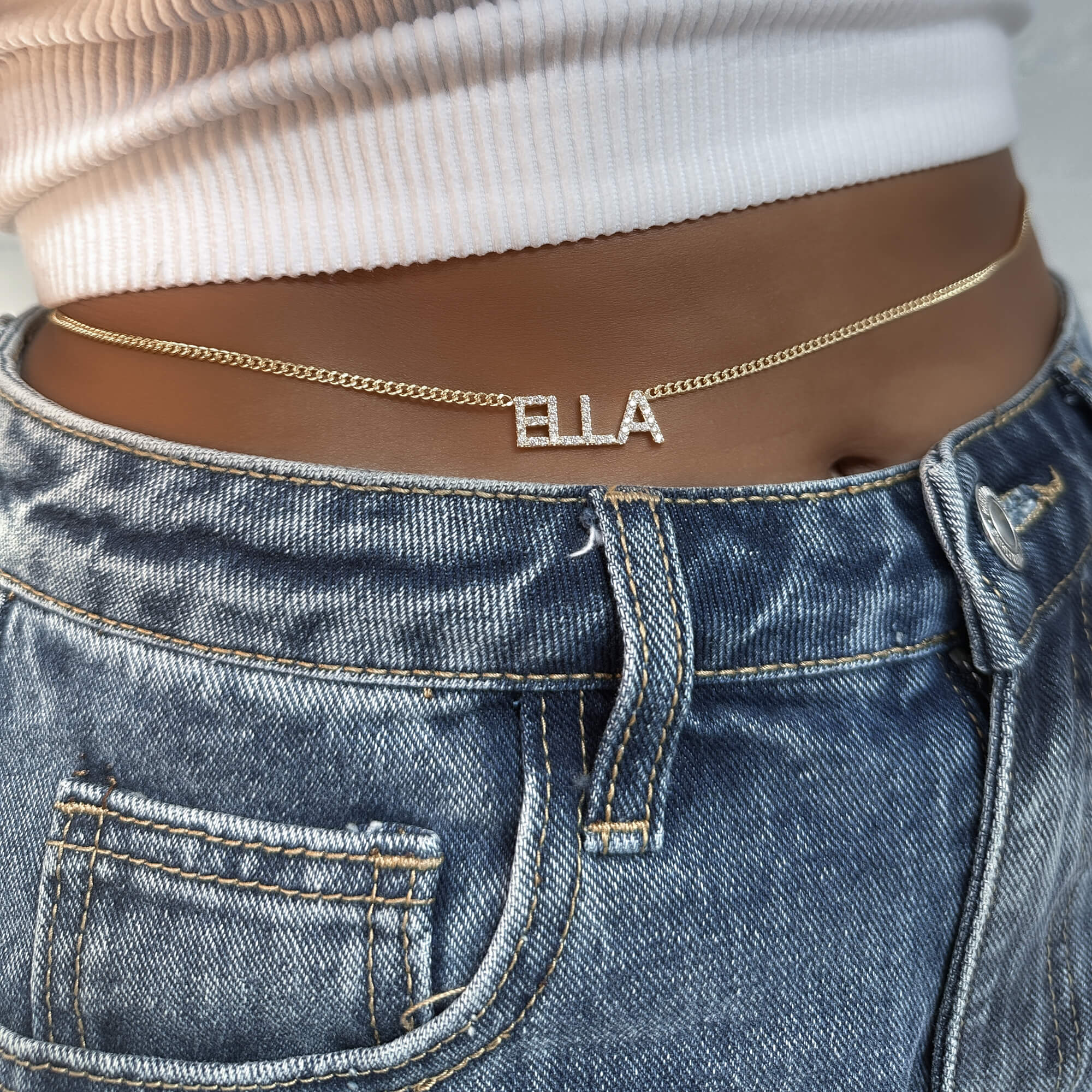 Olympia Pave Name Belly Chain - Image 5