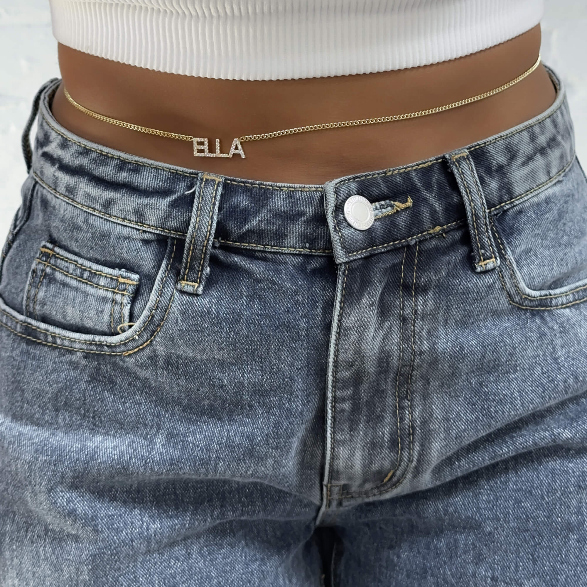 Olympia Pave Name Belly Chain - Image 7