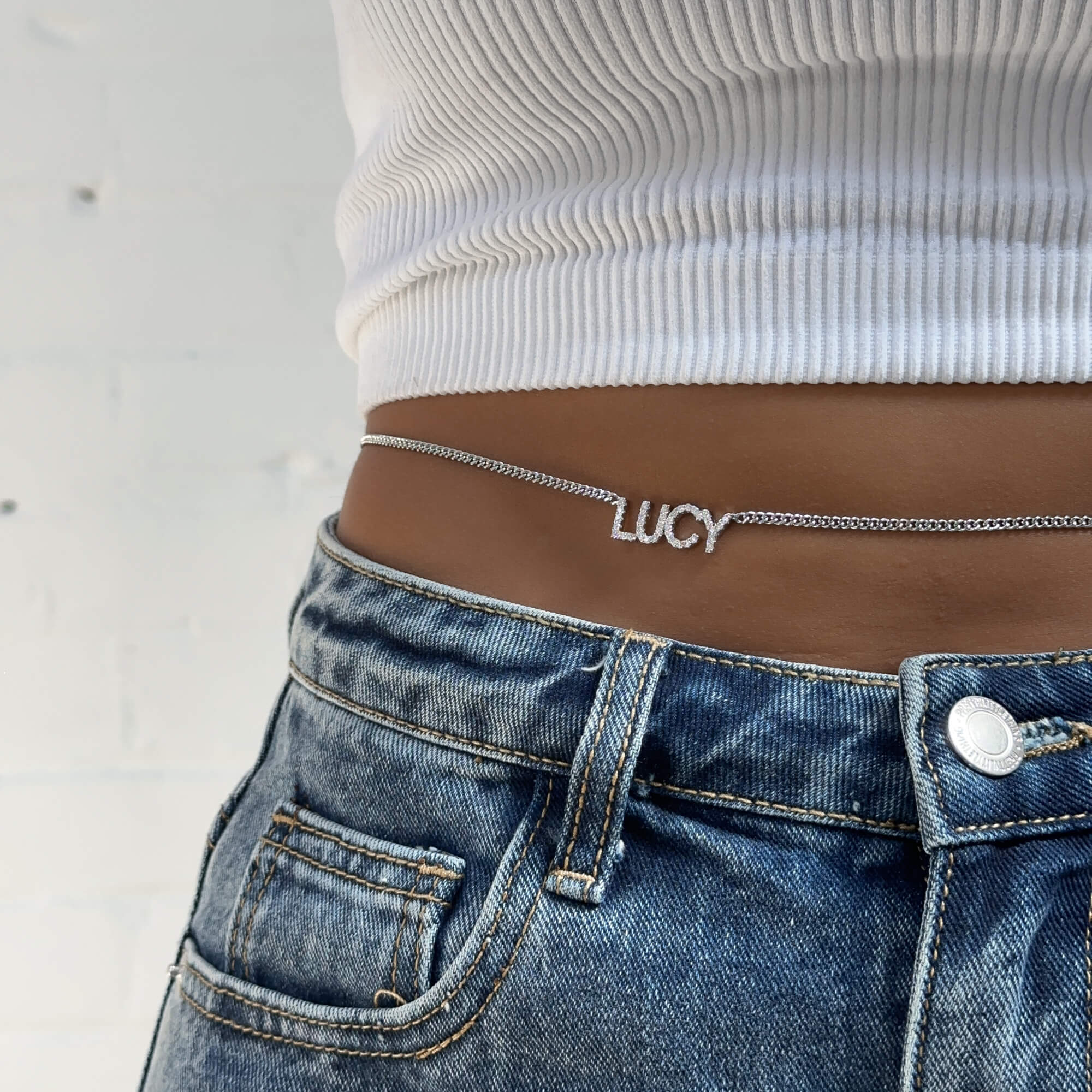 Olympia Pave Name Belly Chain - Image 8
