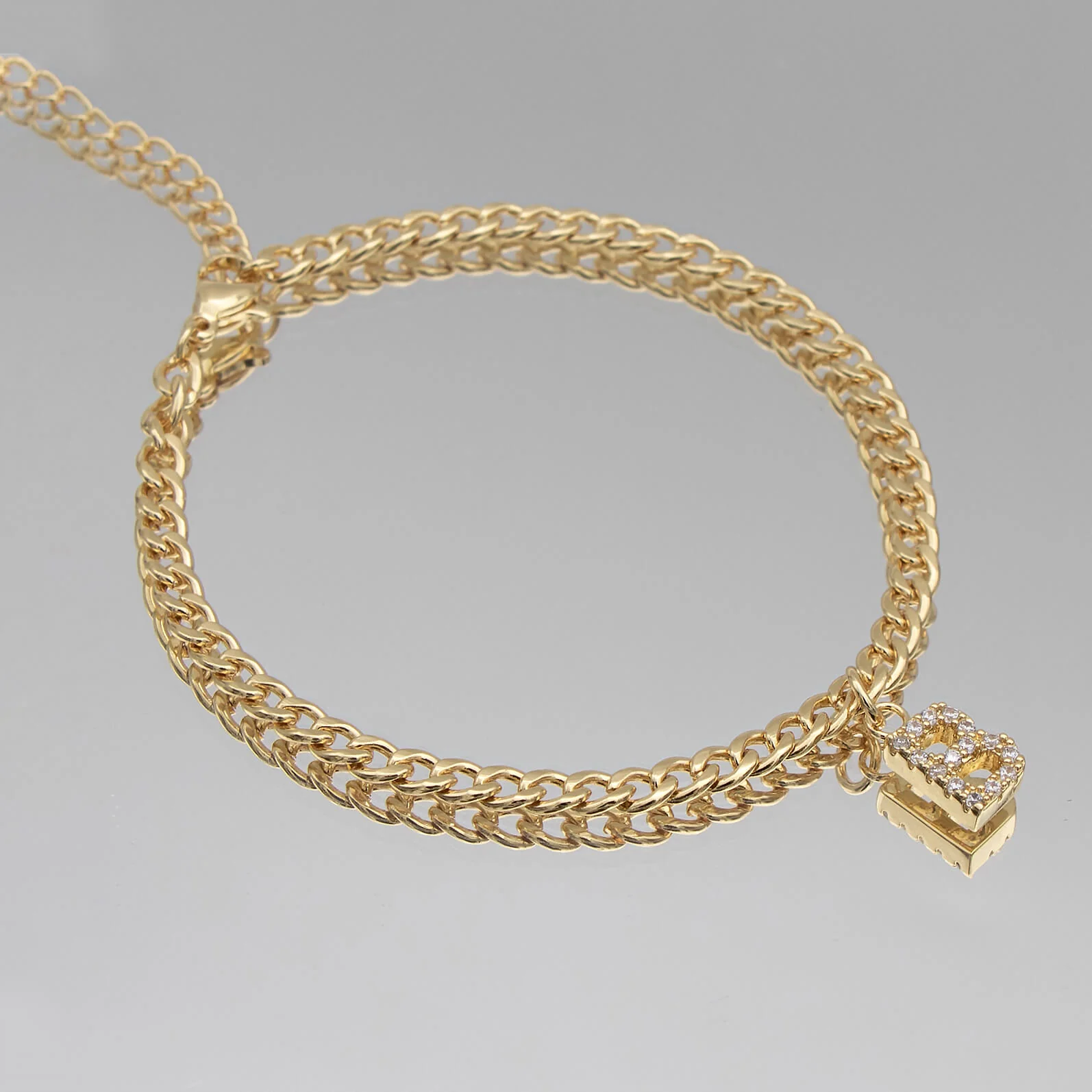 Pave Initial Anklet | Cuban - Image 11