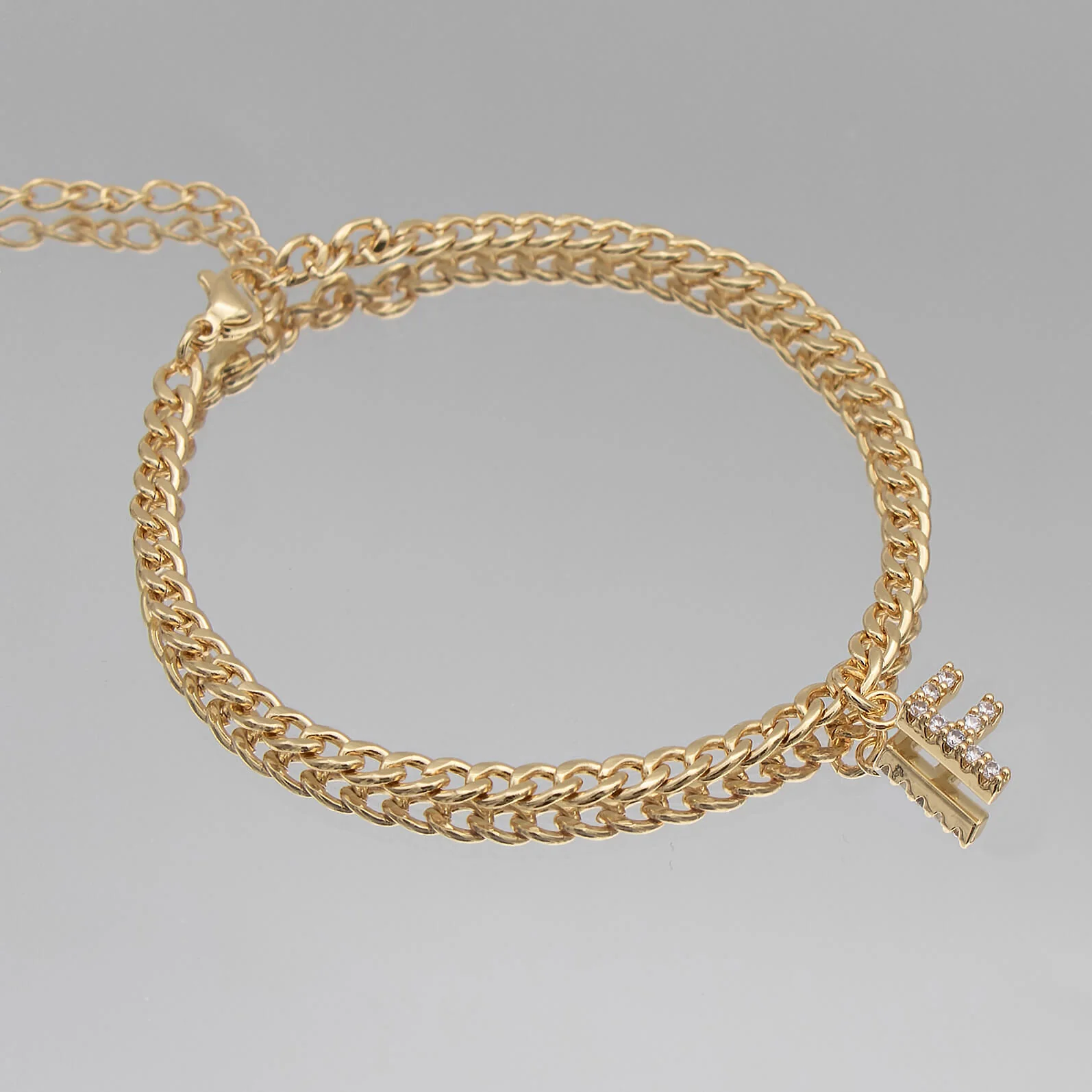 Pave Initial Anklet | Cuban - Image 15