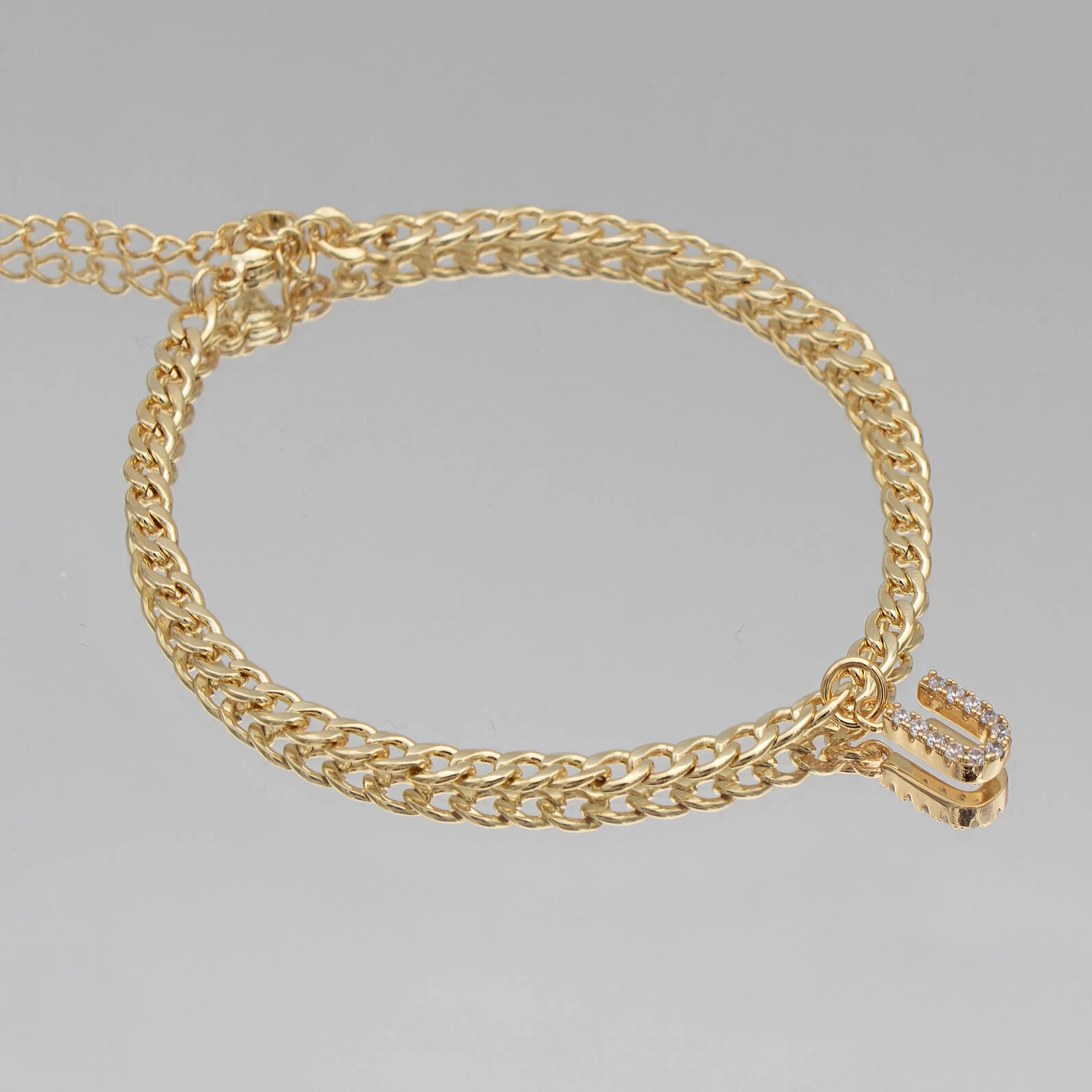 Pave Initial Anklet | Cuban - Image 30