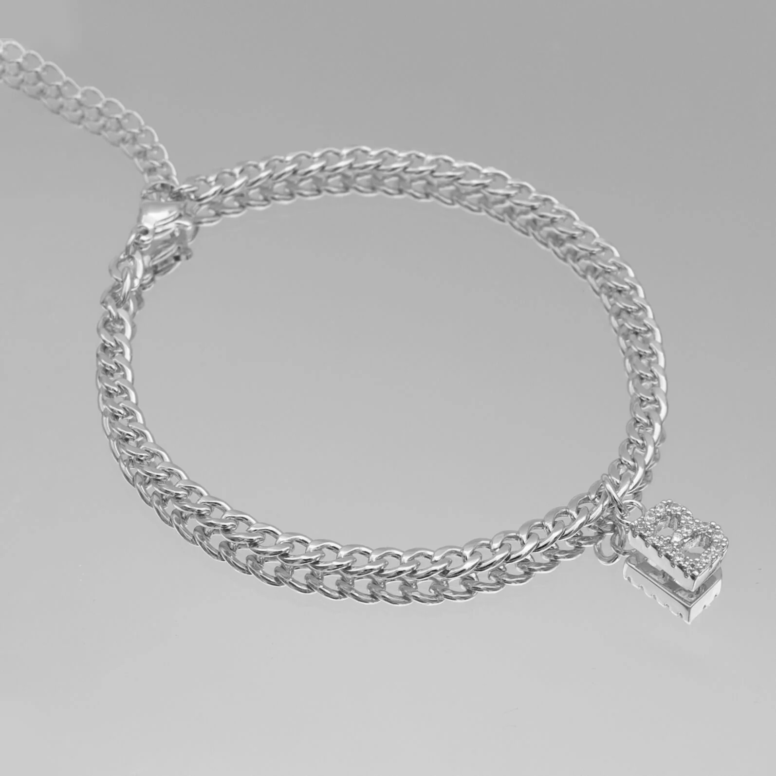 Pave Initial Anklet | Cuban - Image 36
