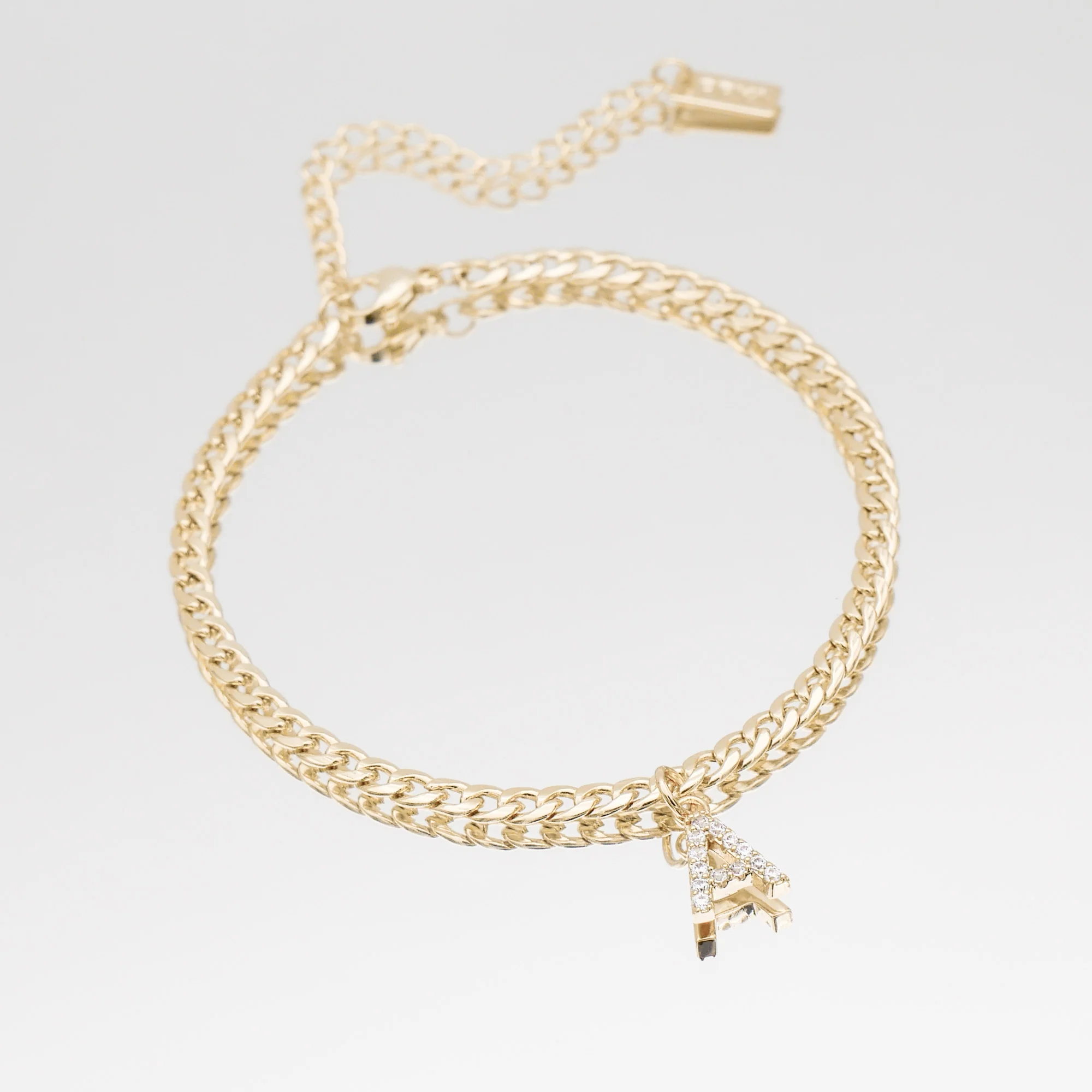 Pave Initial Anklet | Cuban - Image 4