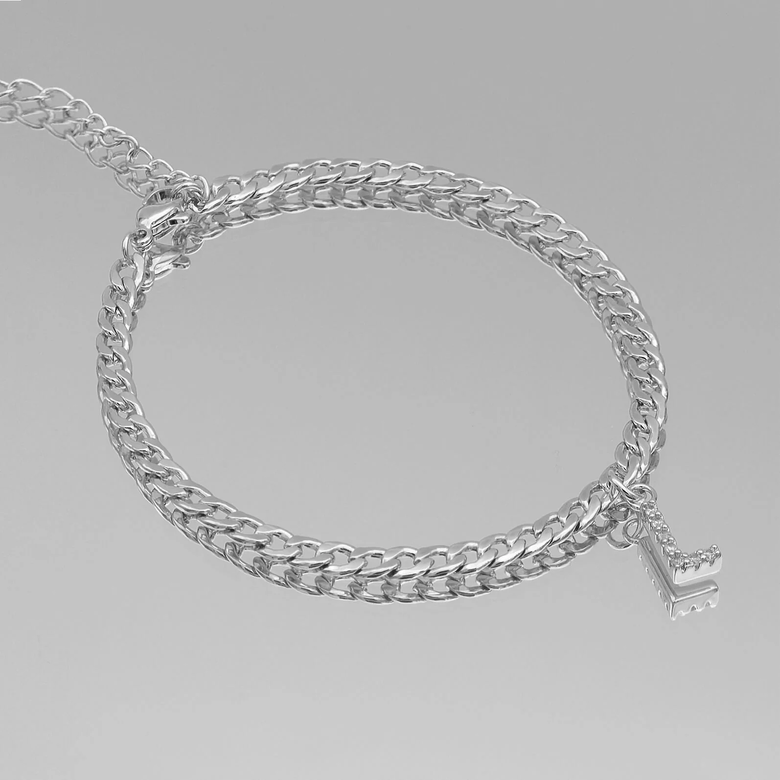 Pave Initial Anklet | Cuban - Image 46