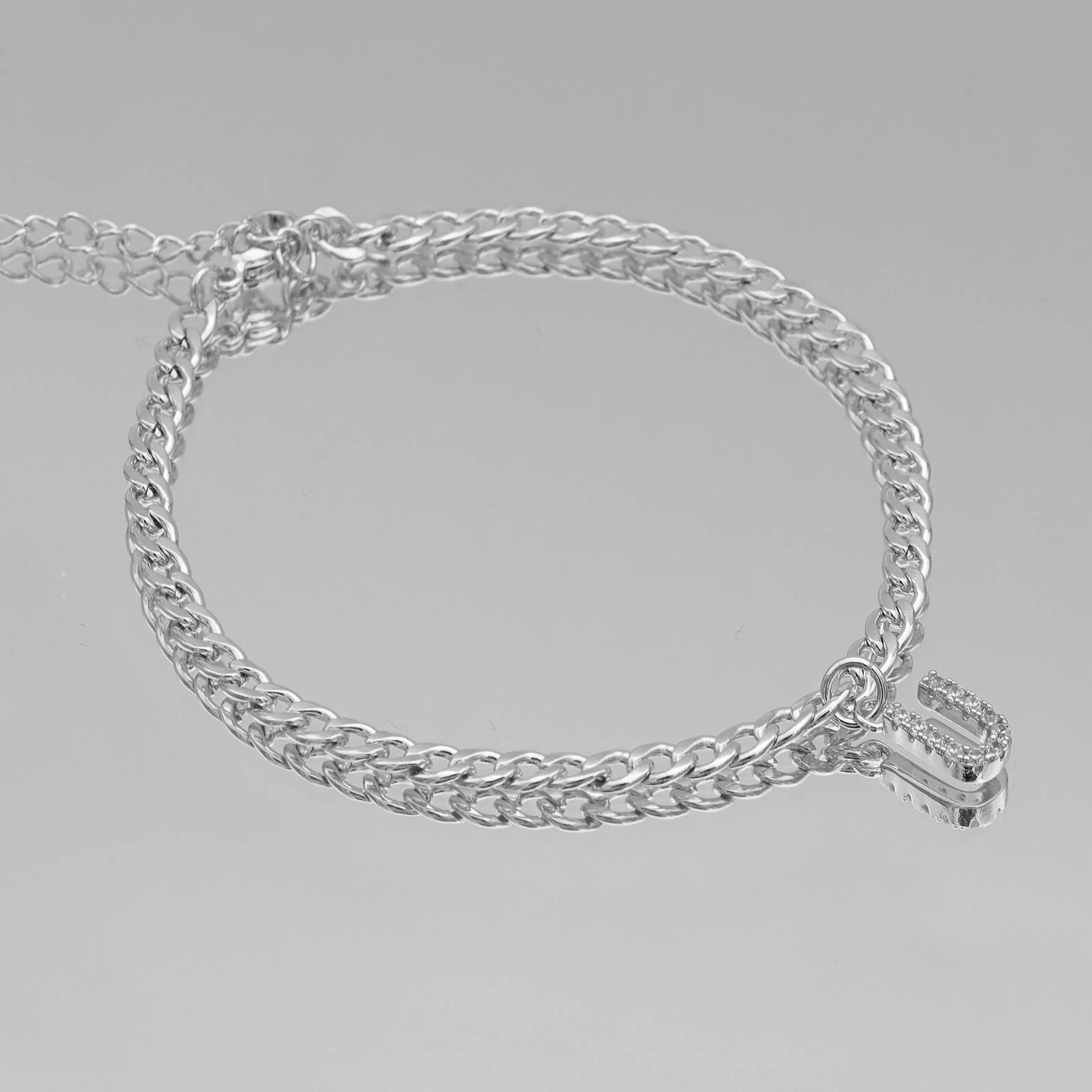 Pave Initial Anklet | Cuban - Image 55