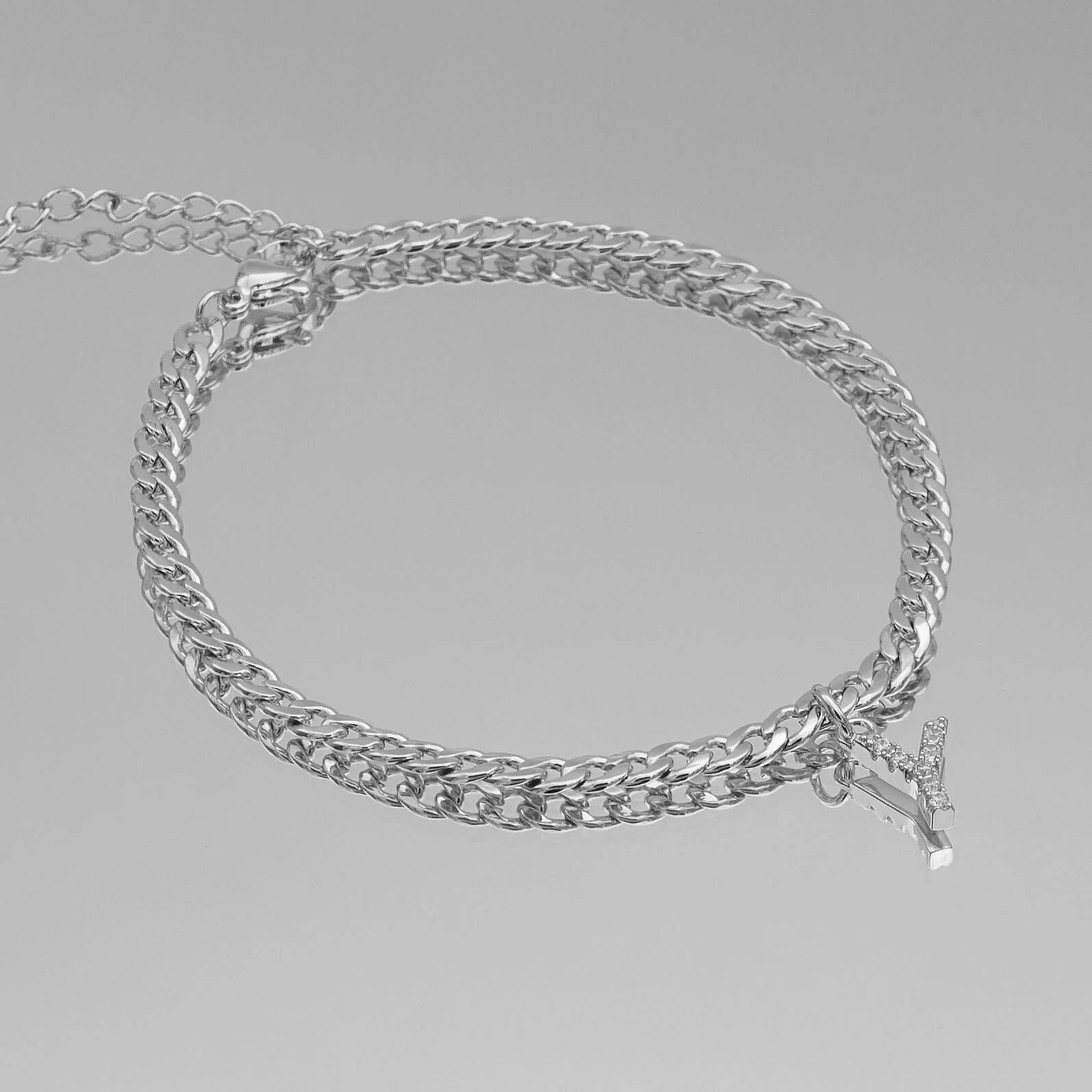 Pave Initial Anklet | Cuban - Image 60