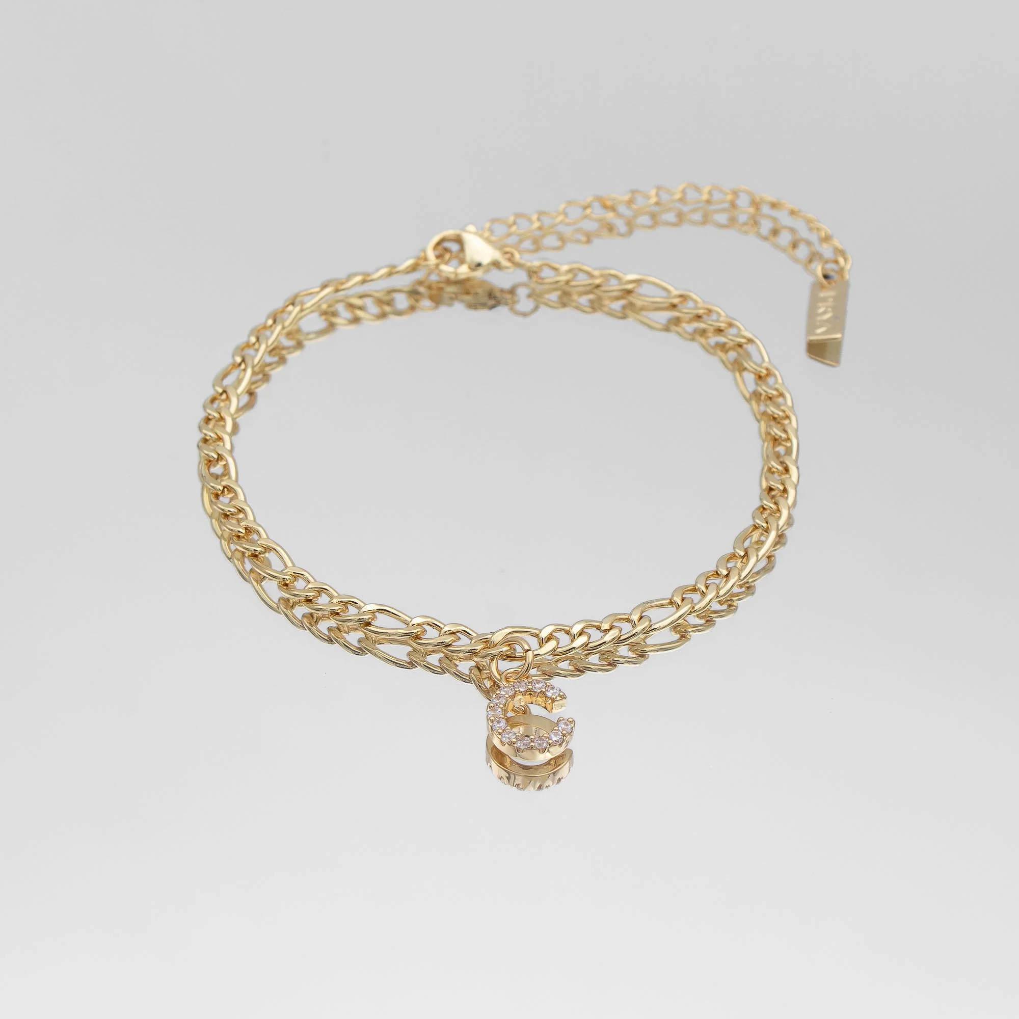 Pave Initial Anklet | Figaro - Image 4