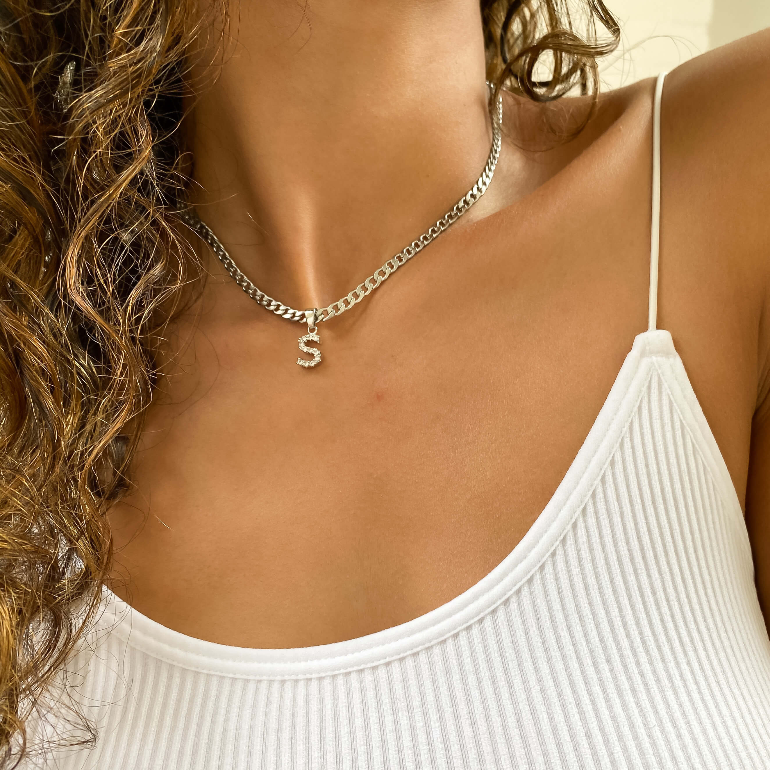 Pave Initial Necklace | Cuban - Image 7