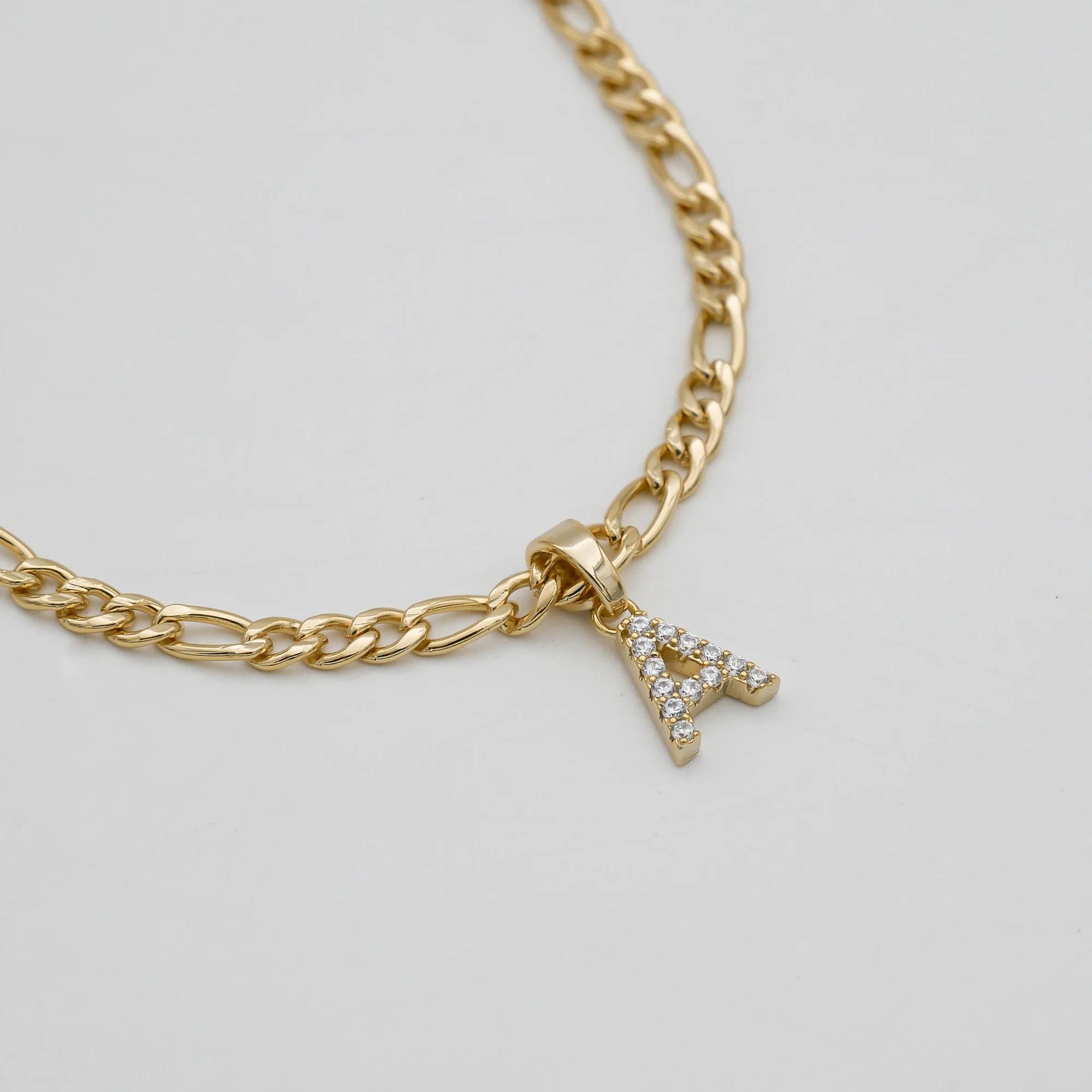 Pave Initial Necklace | Figaro - Image 3