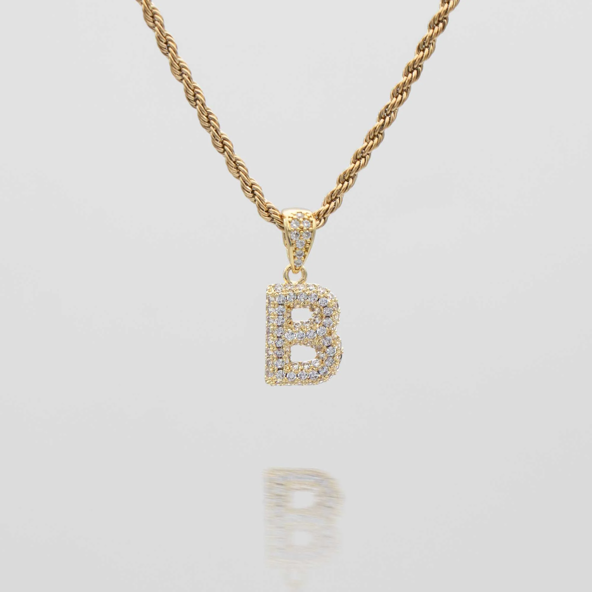Pave Mini Bubble Initial Necklace - Image 11