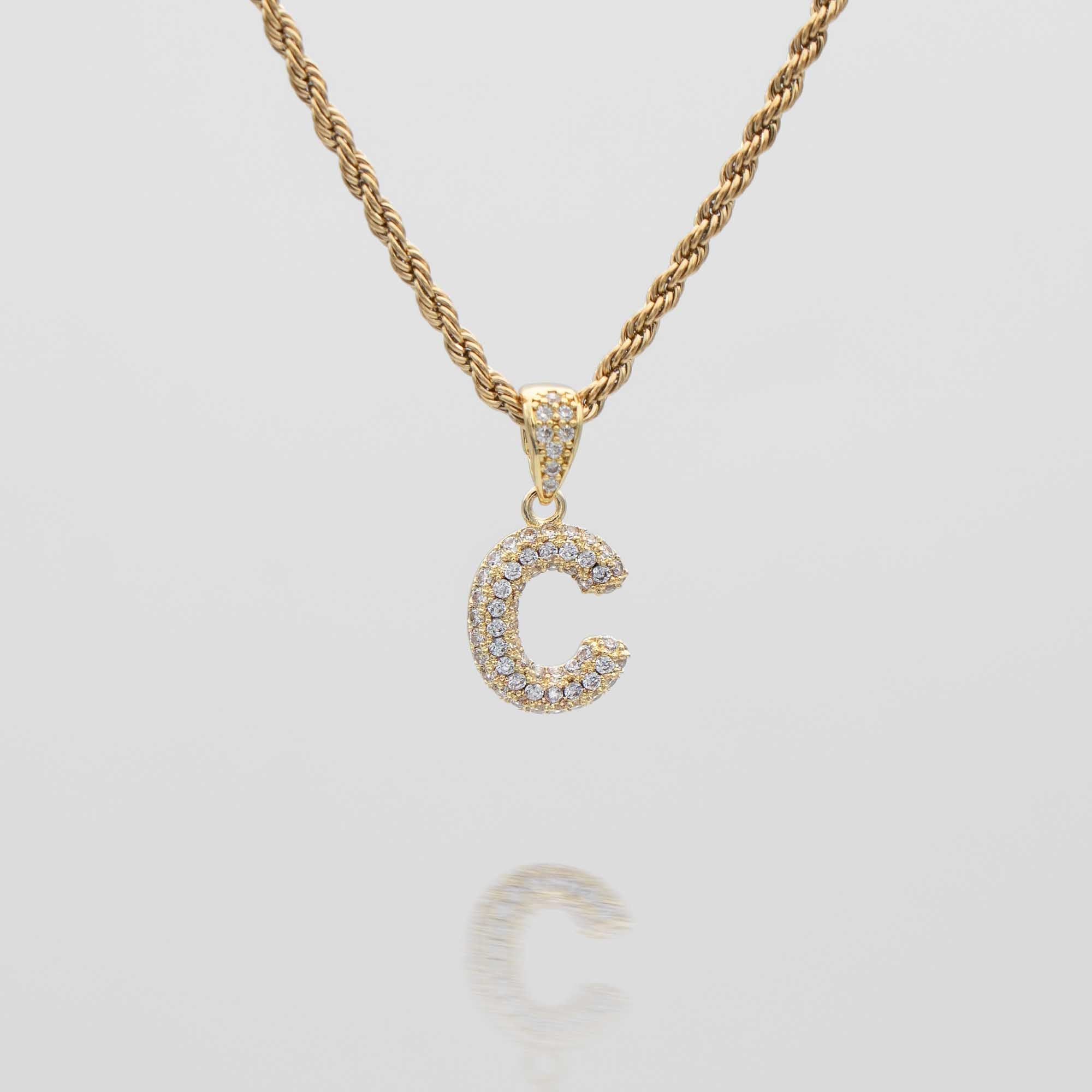 Pave Mini Bubble Initial Necklace - Image 13