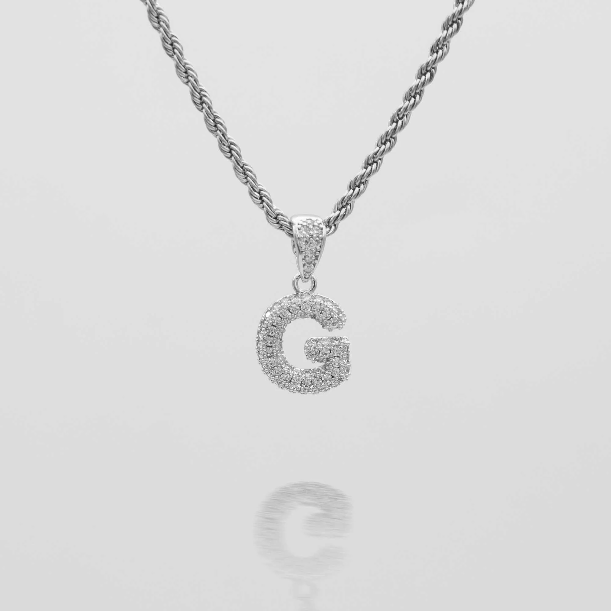 Pave Mini Bubble Initial Necklace - Image 22