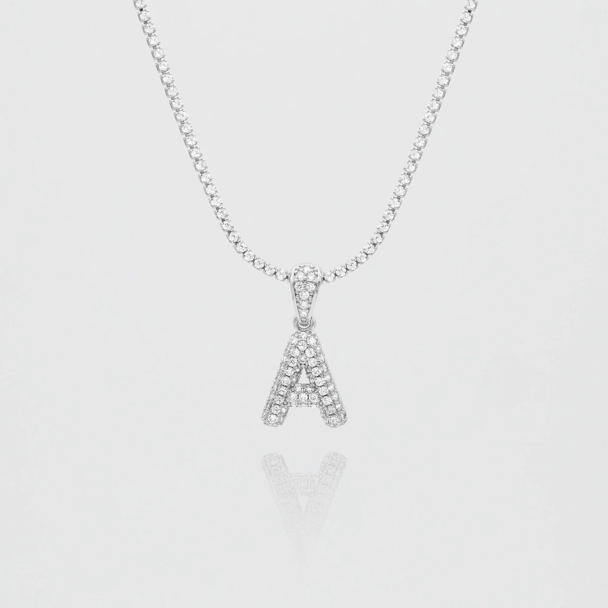 Pave Mini Bubble Initial Necklace - Image 3