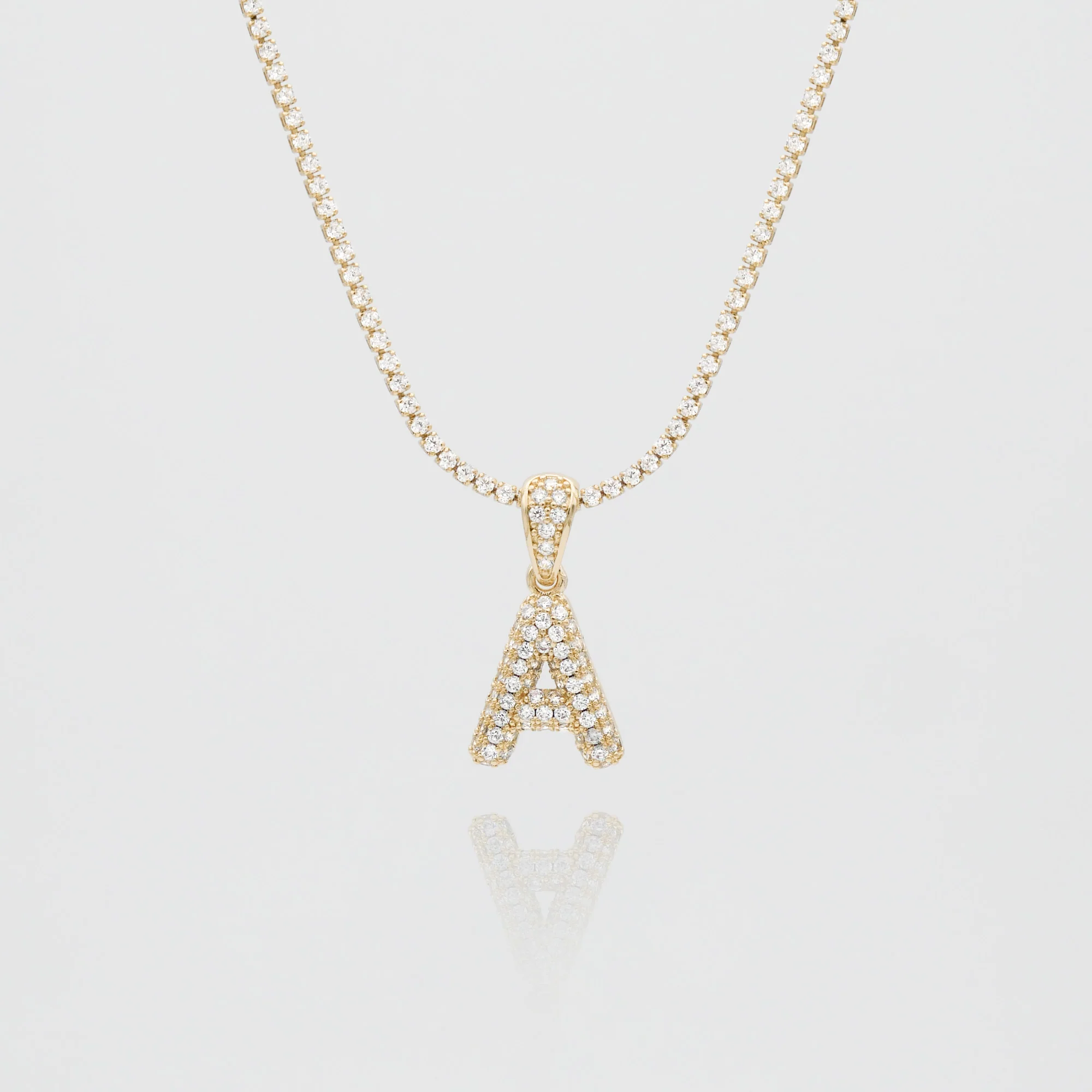 Pave Mini Bubble Initial Necklace - Image 4