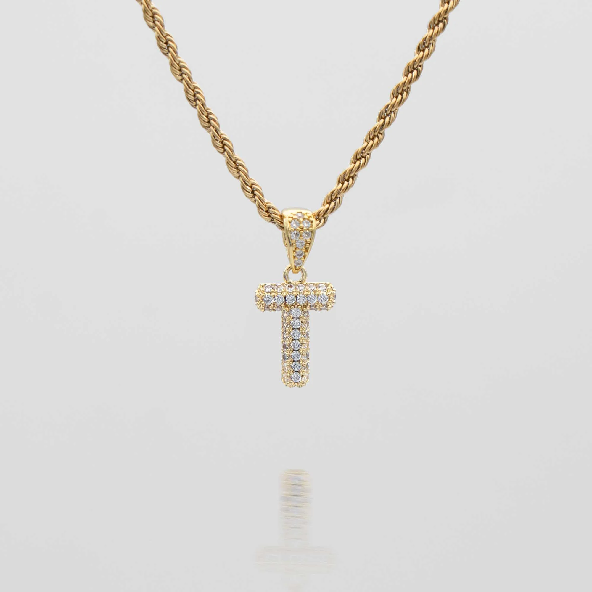 Pave Mini Bubble Initial Necklace - Image 47