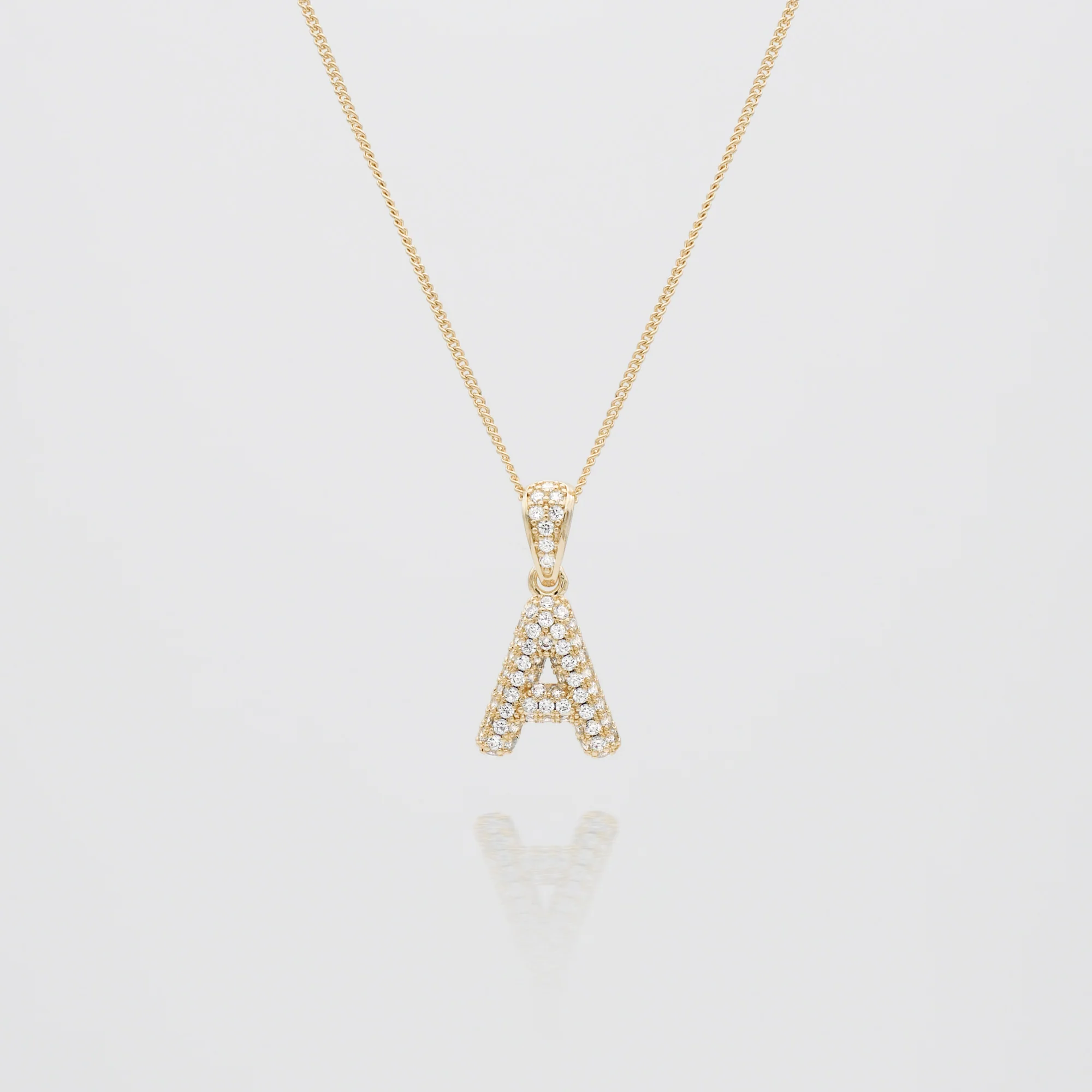 Pave Mini Bubble Initial Necklace - Image 9