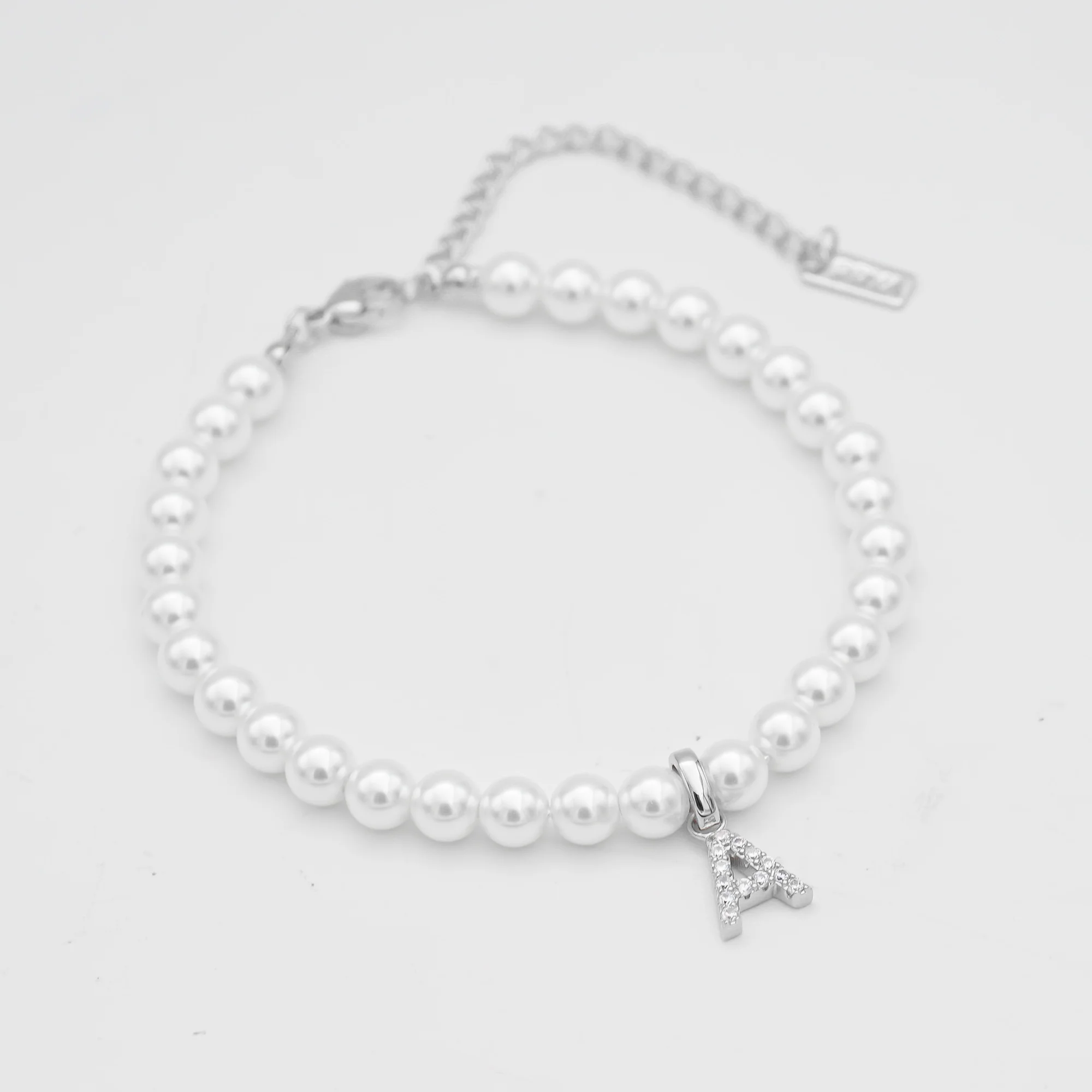Pave Pearl Initial Anklet - Image 3