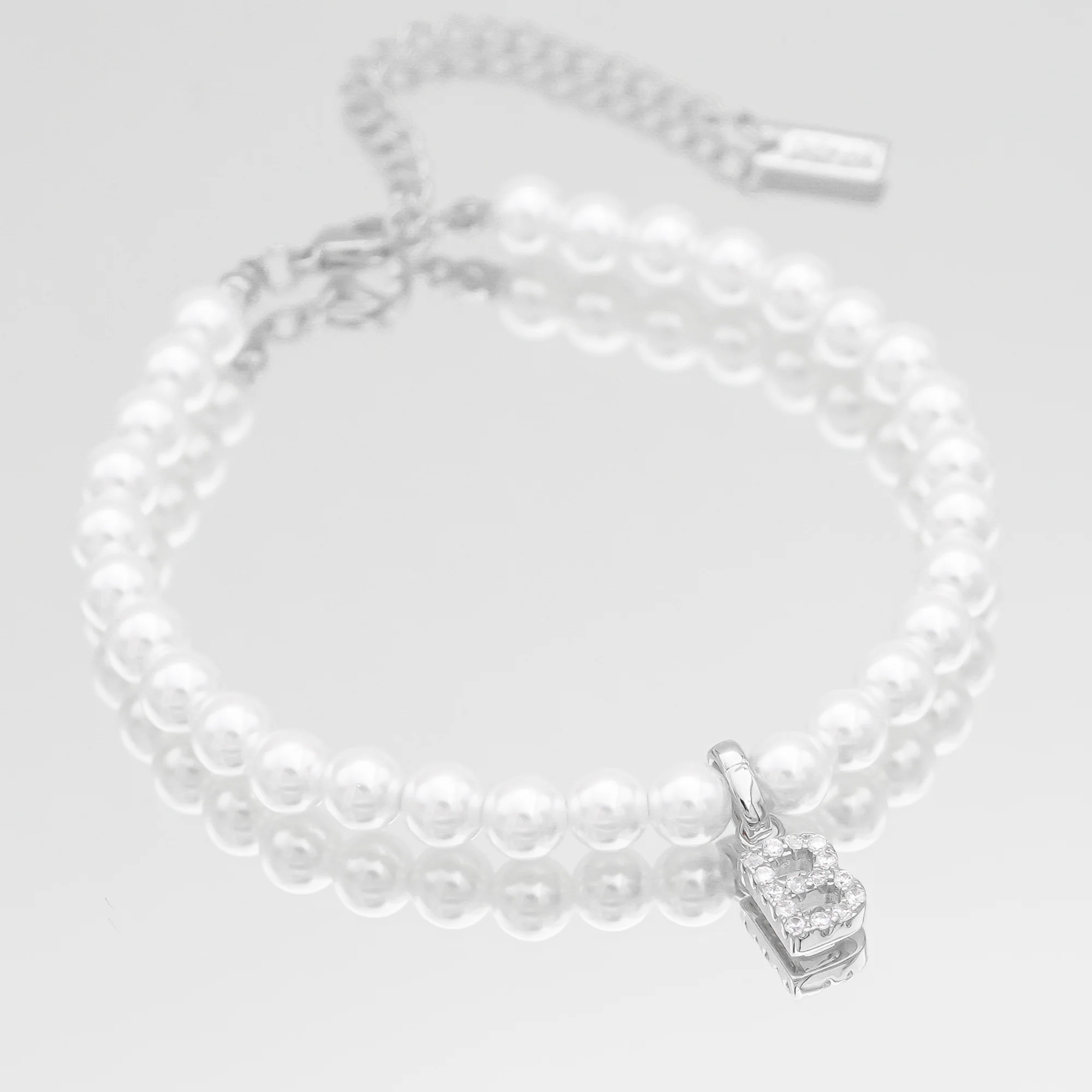 Pave Pearl Initial Anklet - Image 5
