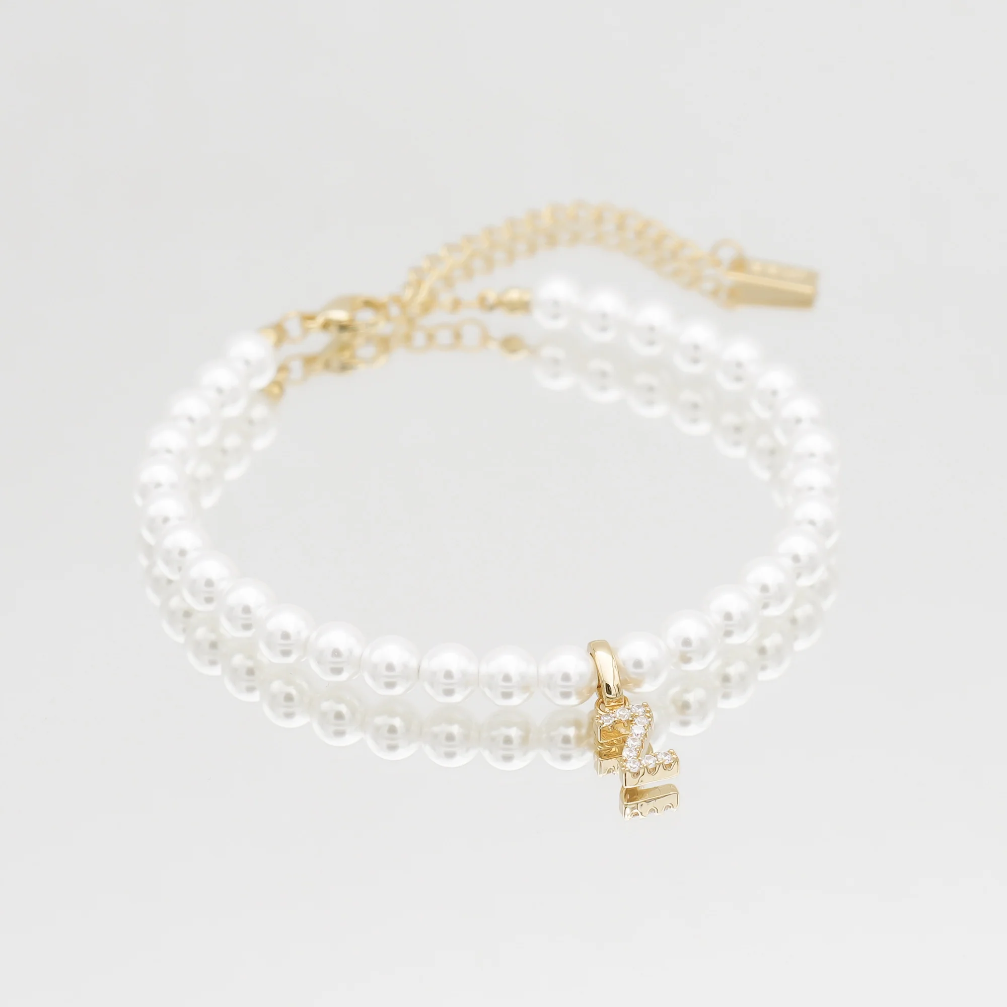 Pave Pearl Initial Anklet - Image 55