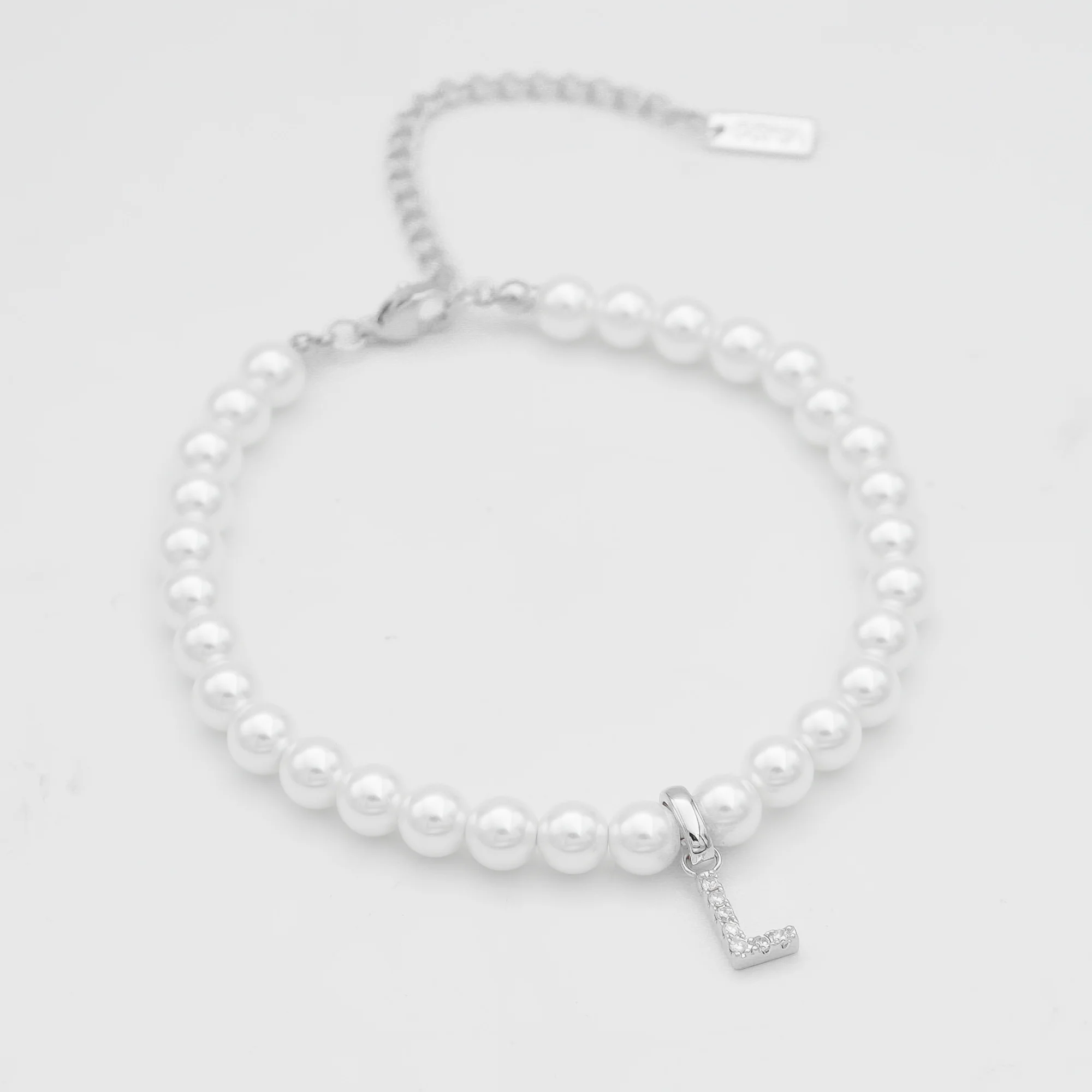 Pave Pearl Initial Anklet - Image 58