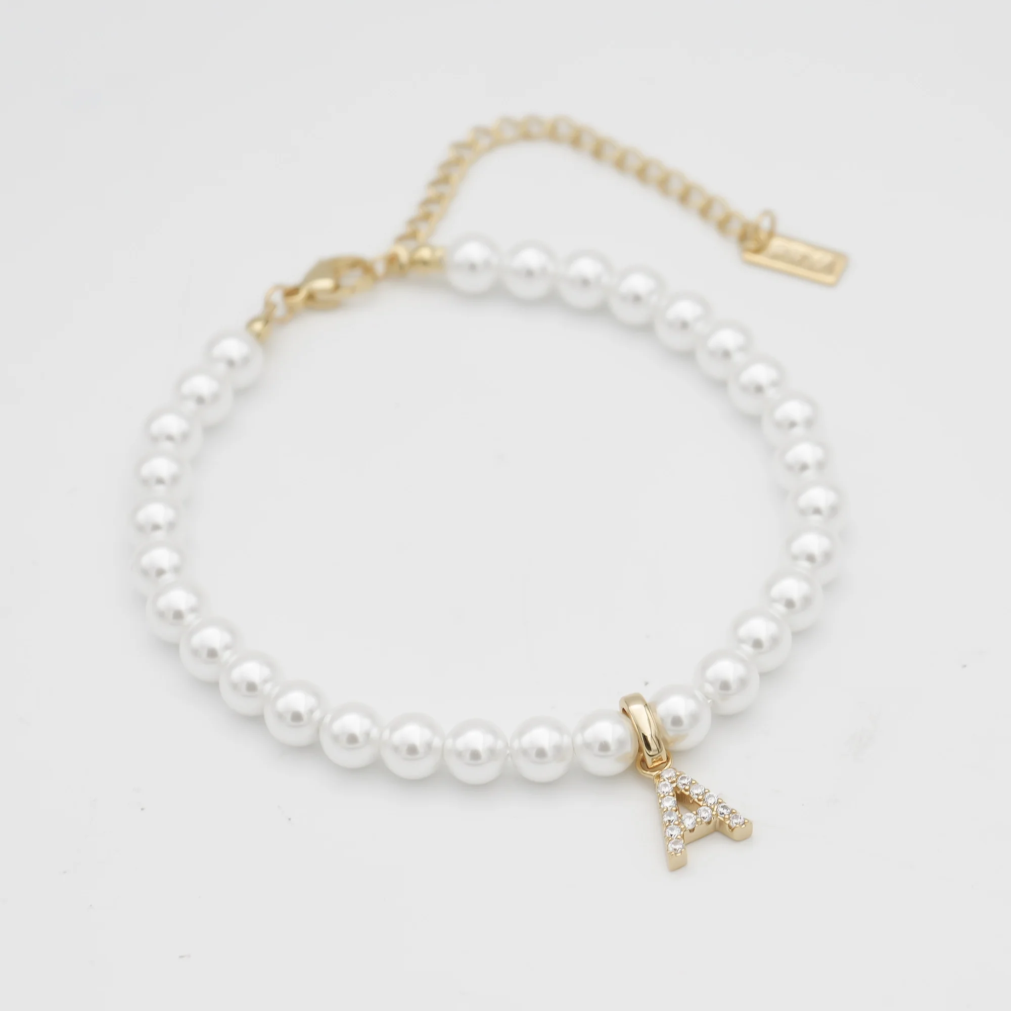 Pave Pearl Initial Anklet - Image 6