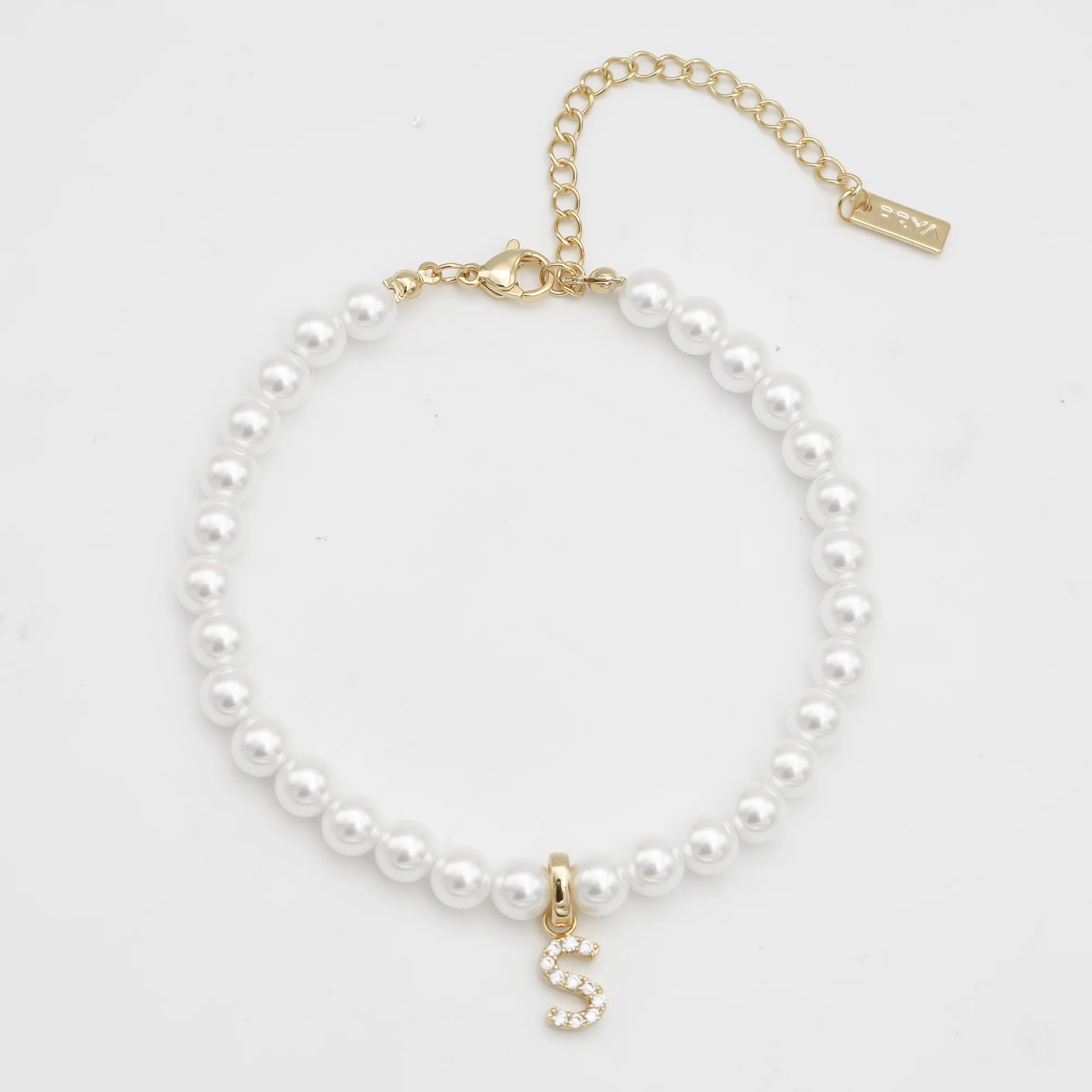 Pave Pearl Initial Anklet - Image 61