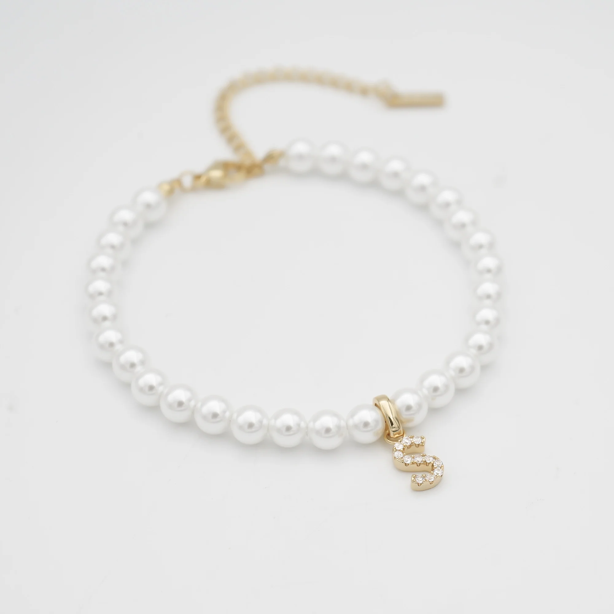 Pave Pearl Initial Anklet - Image 63