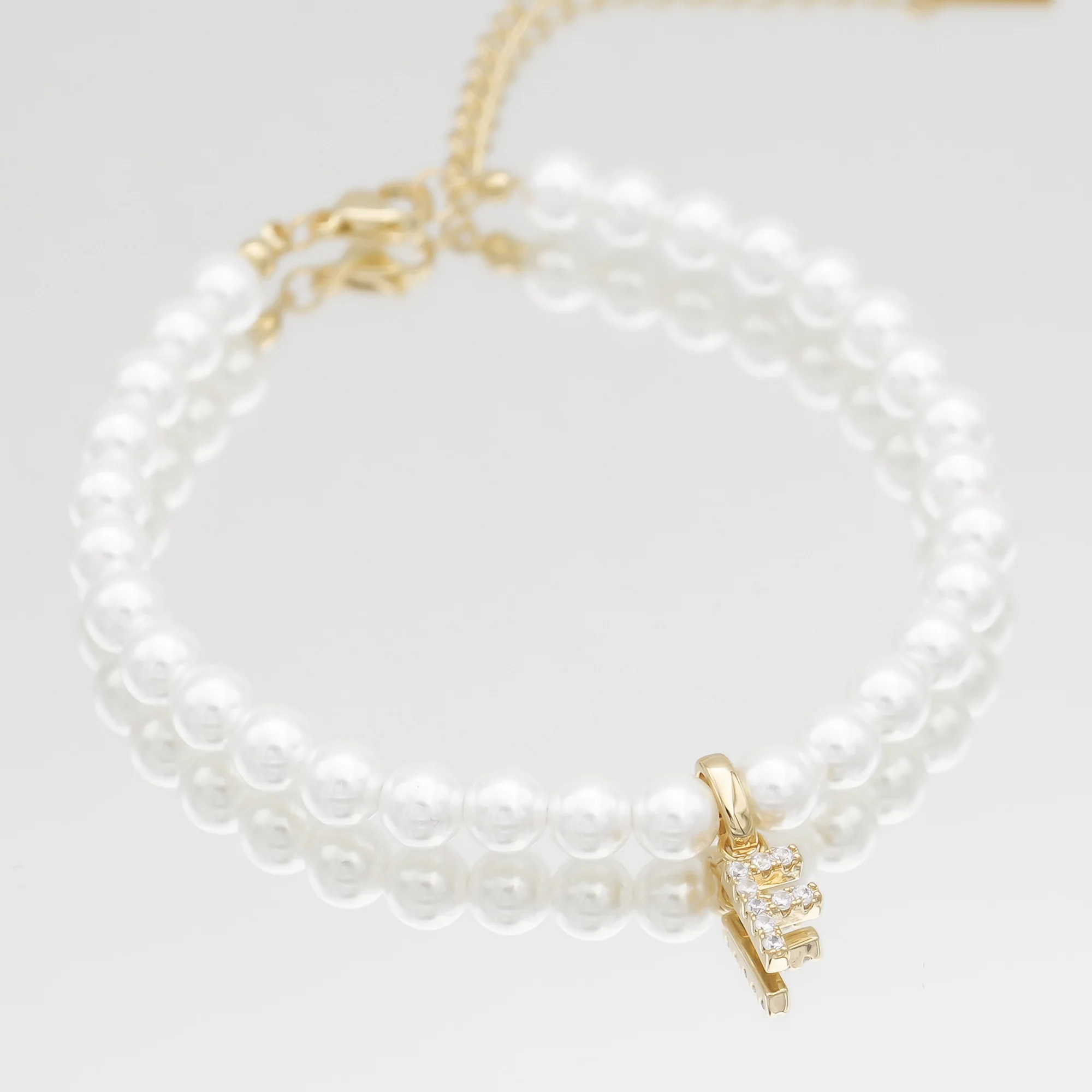 Pave Pearl Initial Bracelet - Image 12