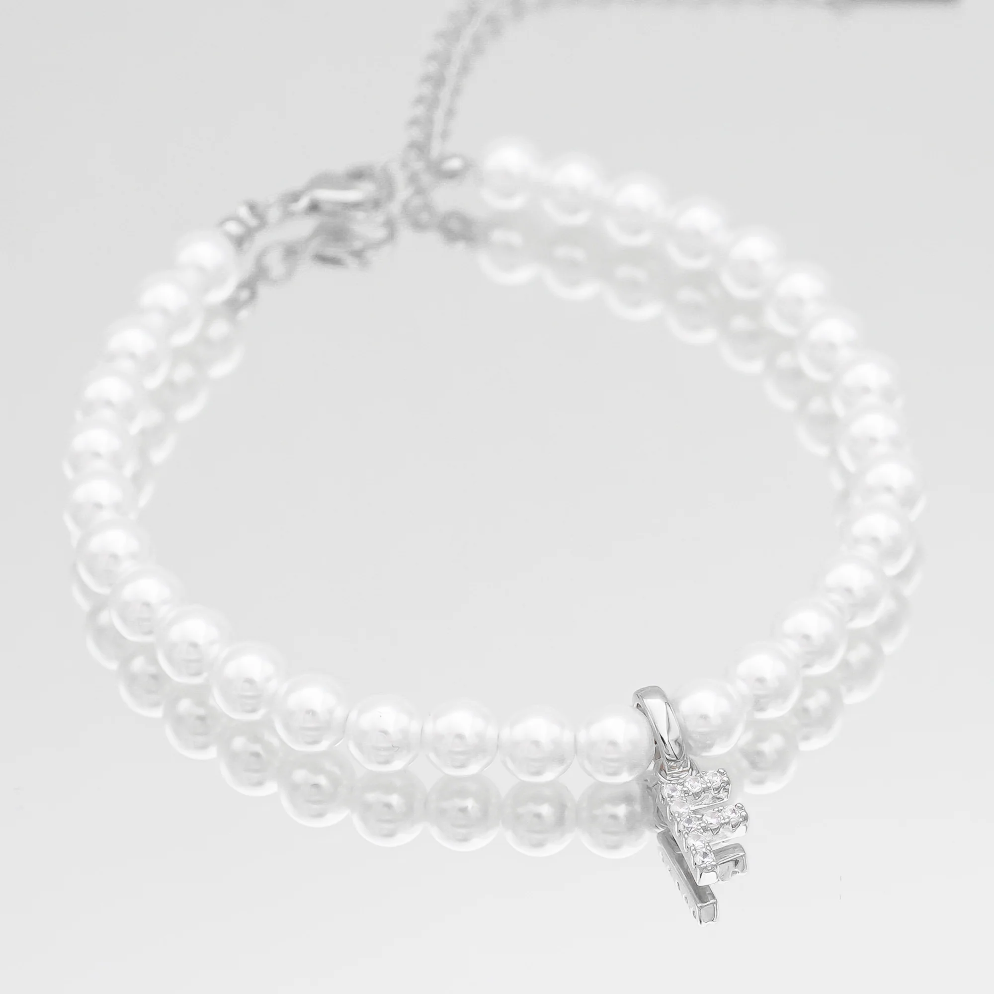 Pave Pearl Initial Bracelet - Image 13