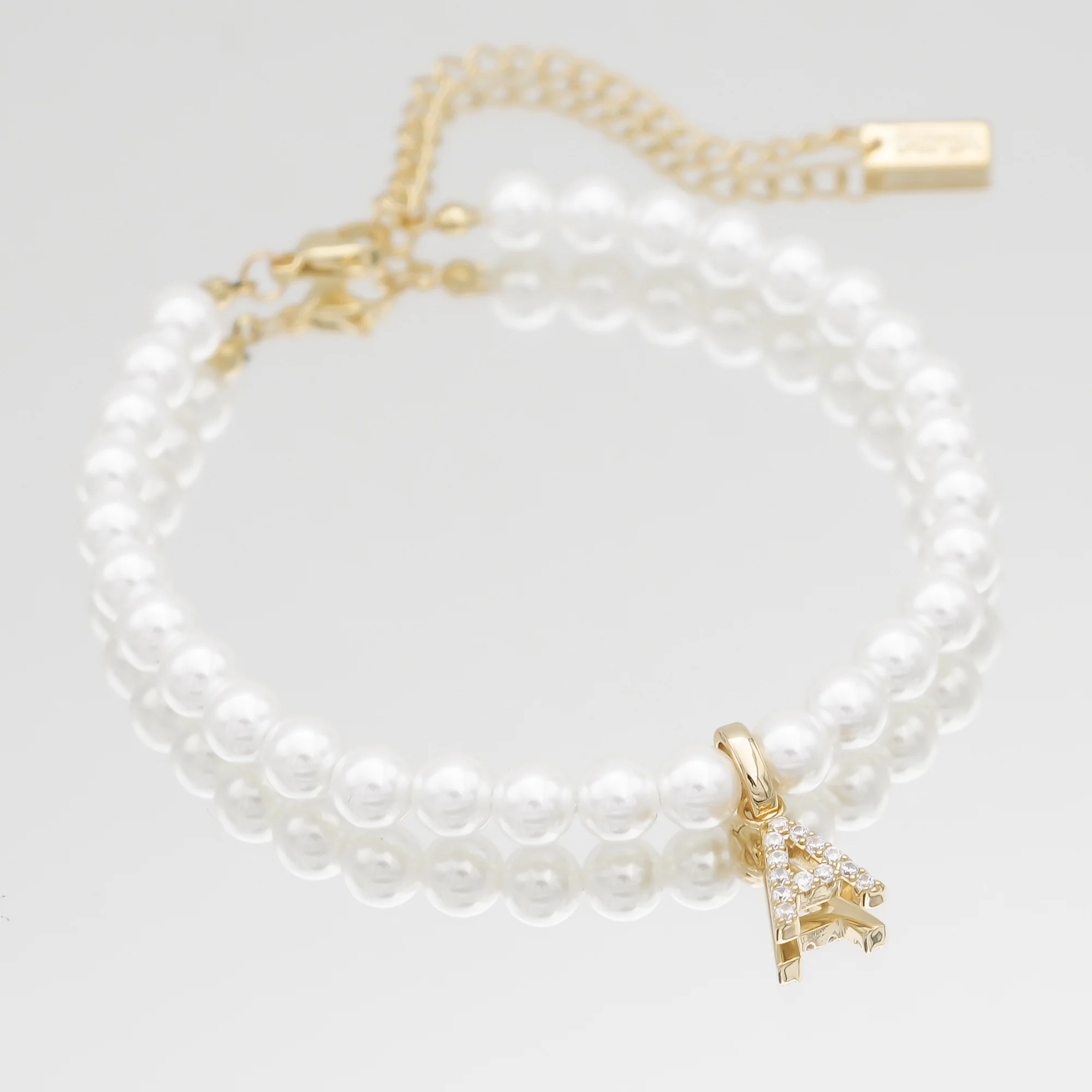Pave Pearl Initial Bracelet - Image 2
