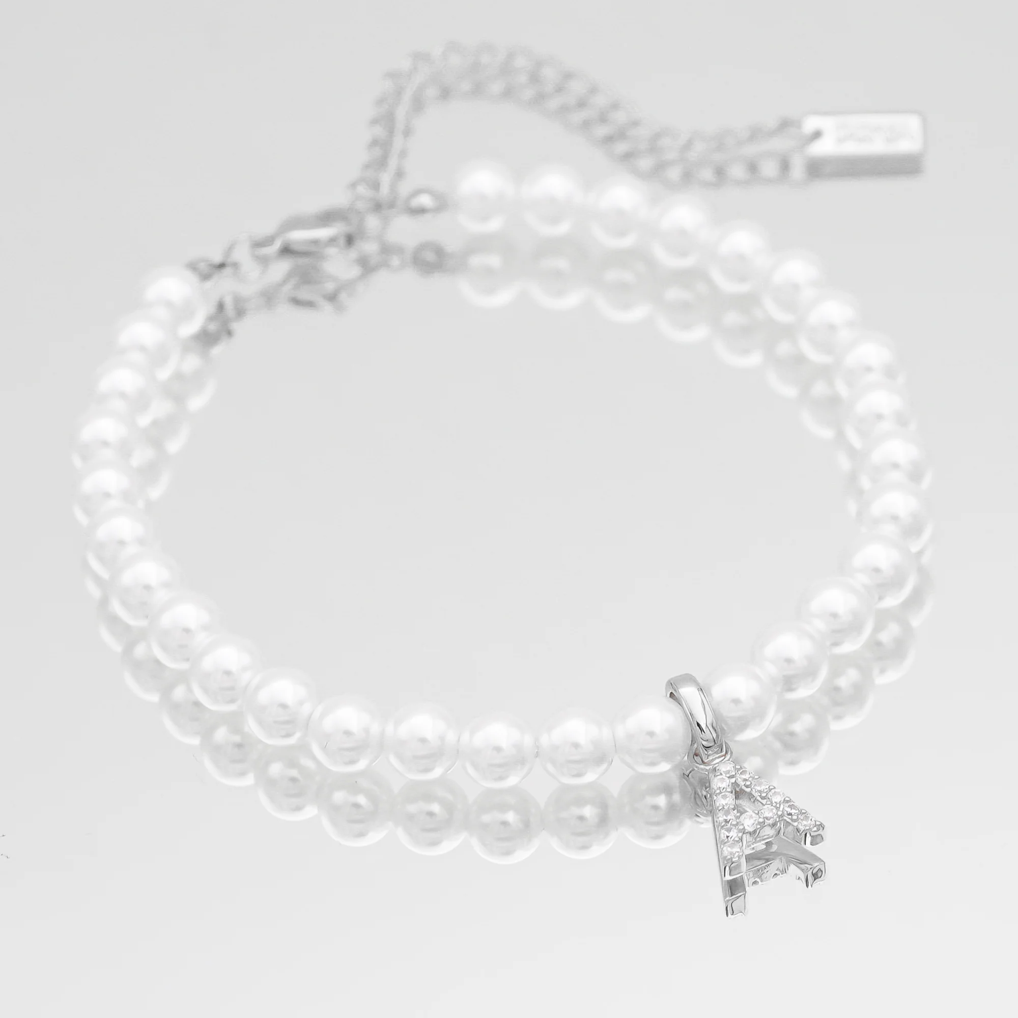Pave Pearl Initial Bracelet - Image 3