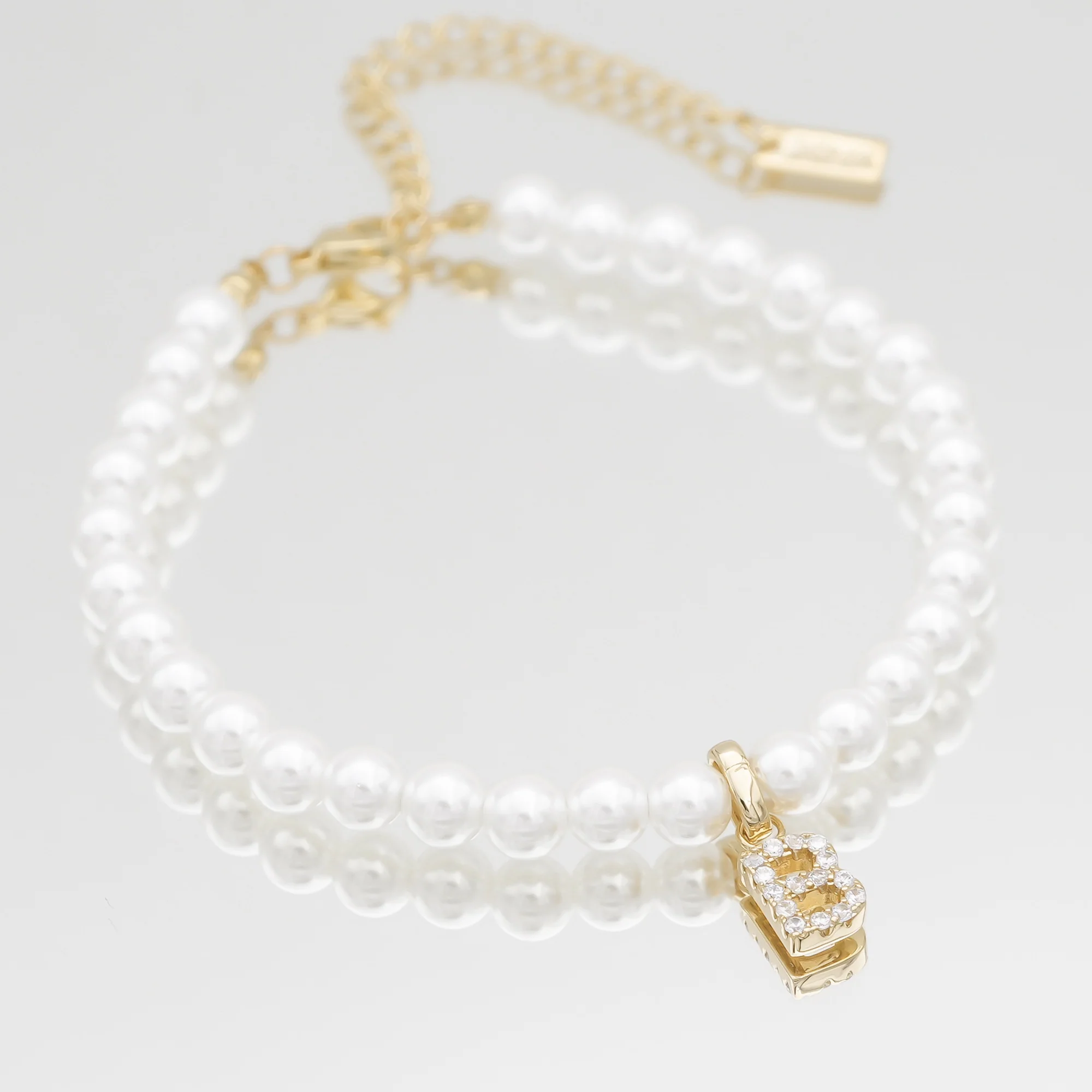 Pave Pearl Initial Bracelet - Image 4