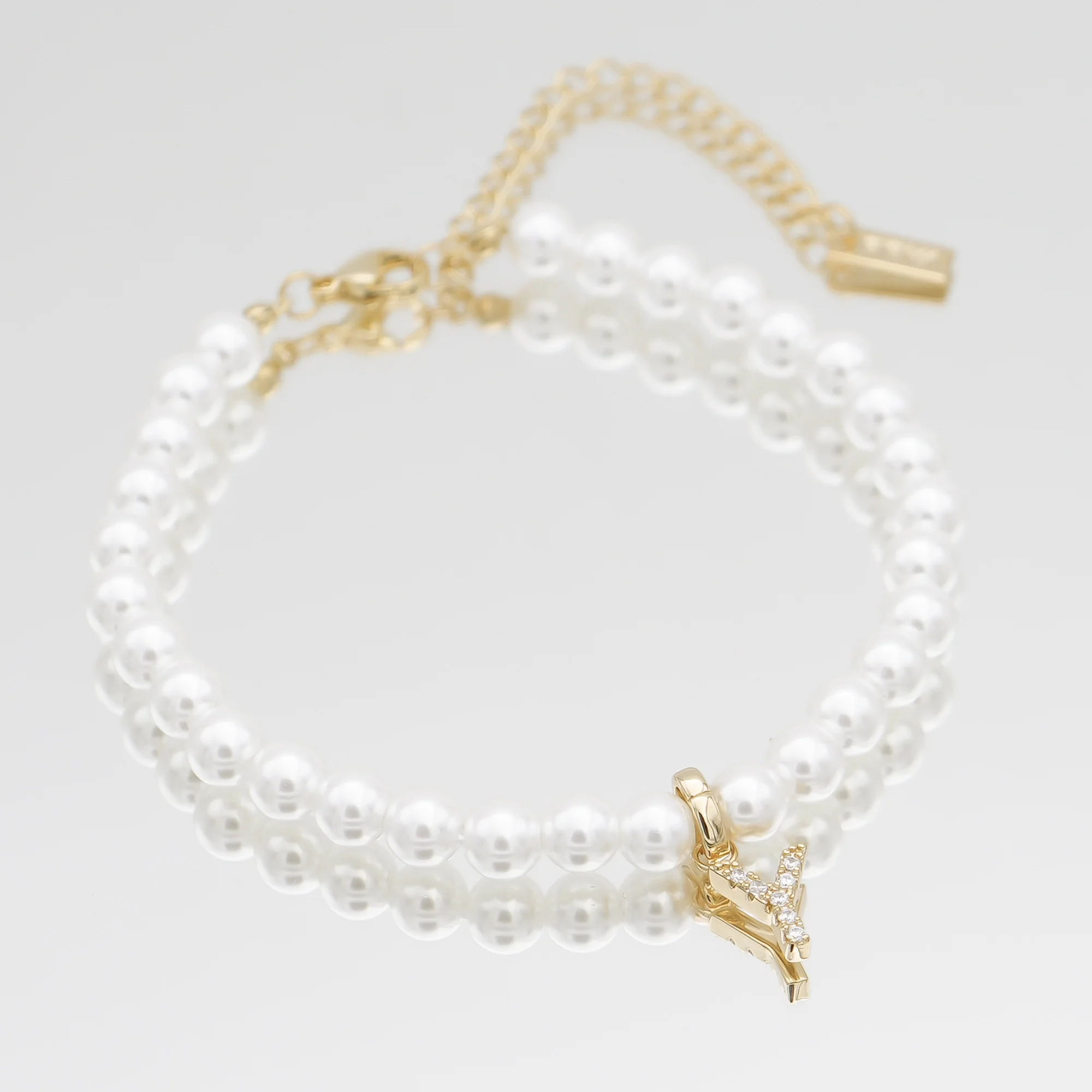 Pave Pearl Initial Bracelet - Image 48