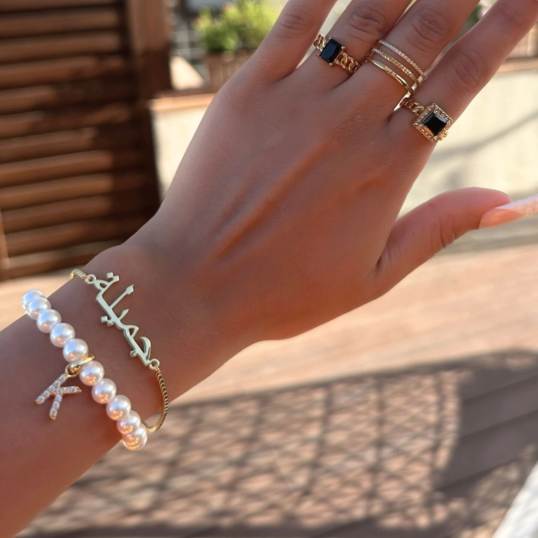 Pave Pearl Initial Bracelet - Image 52