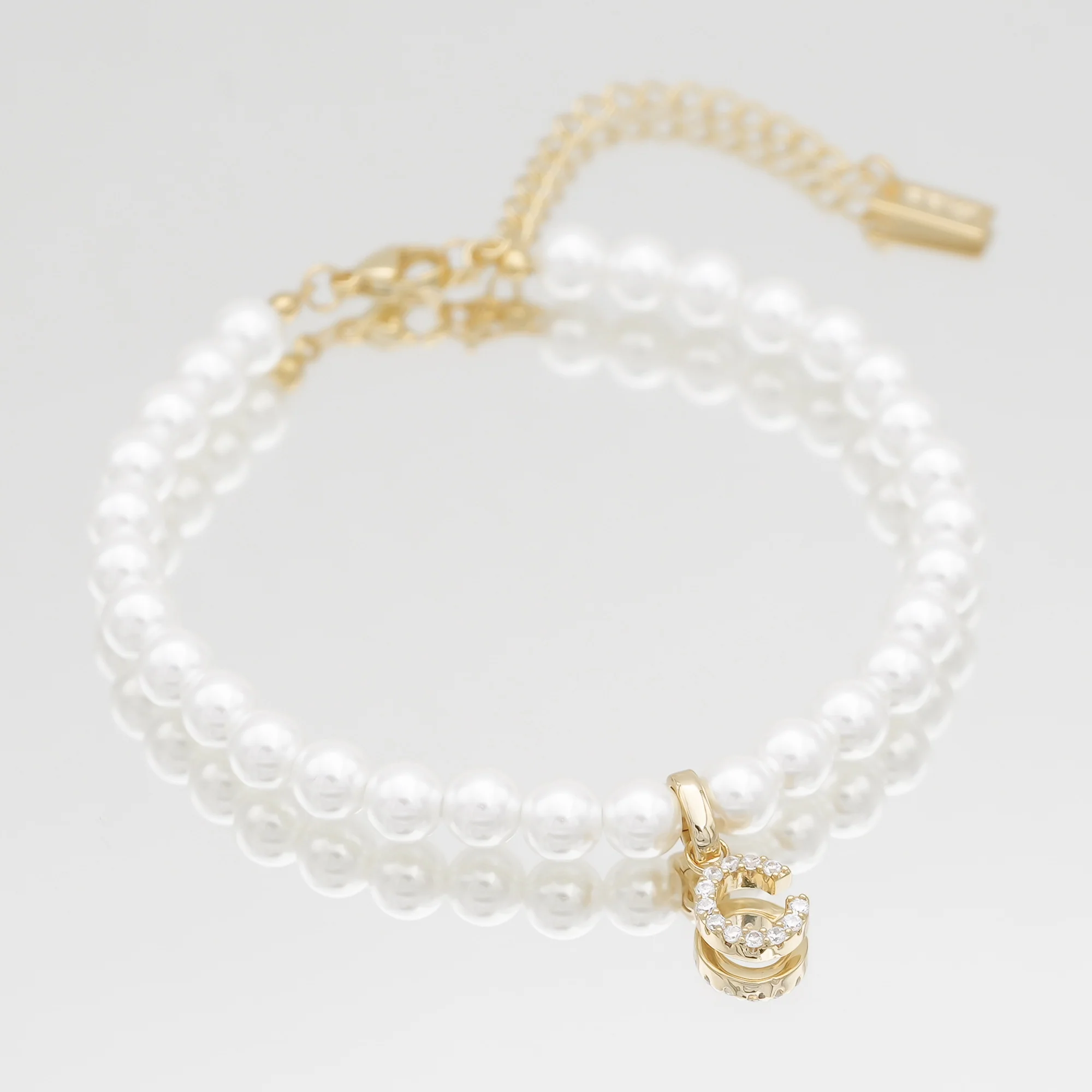 Pave Pearl Initial Bracelet - Image 6