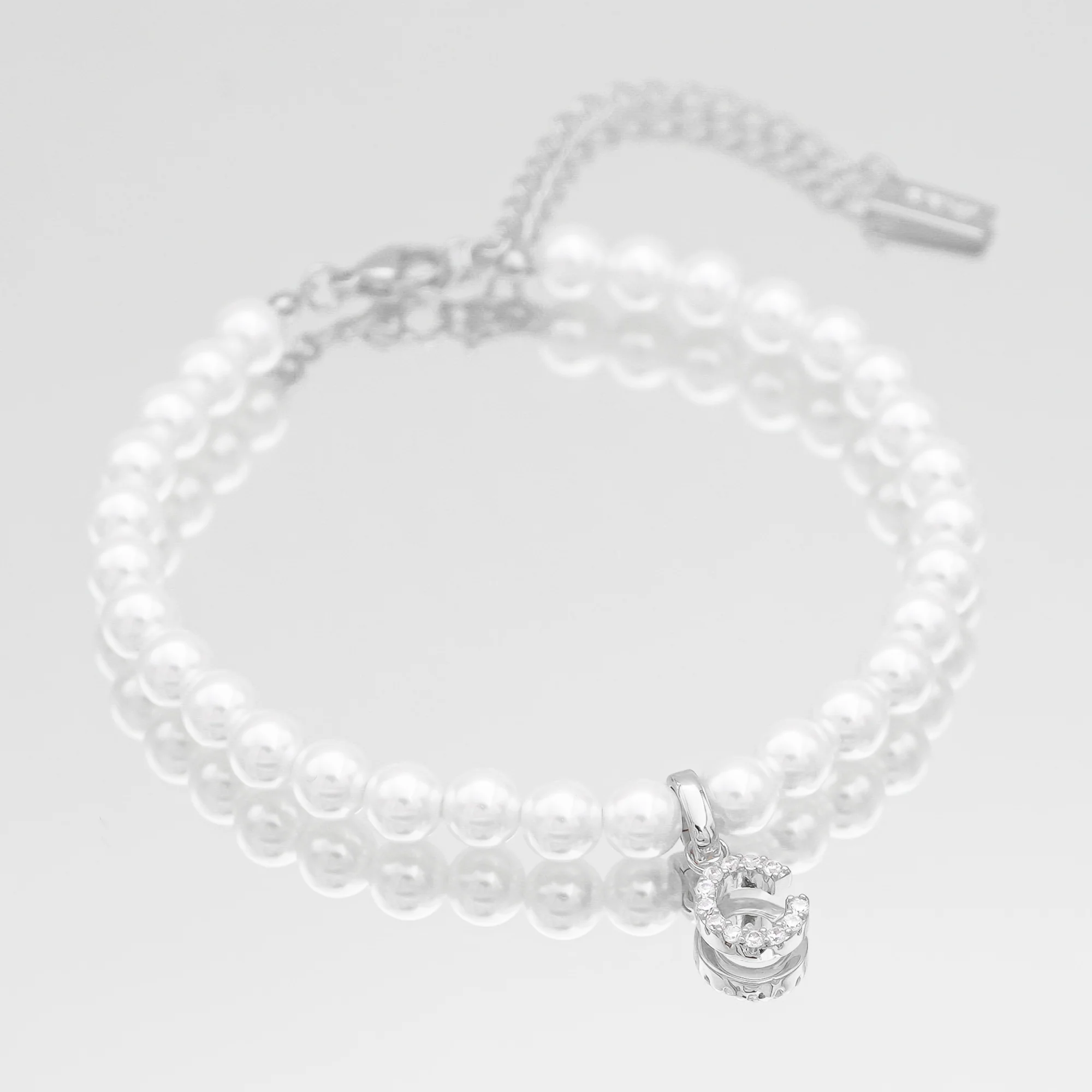 Pave Pearl Initial Bracelet - Image 7