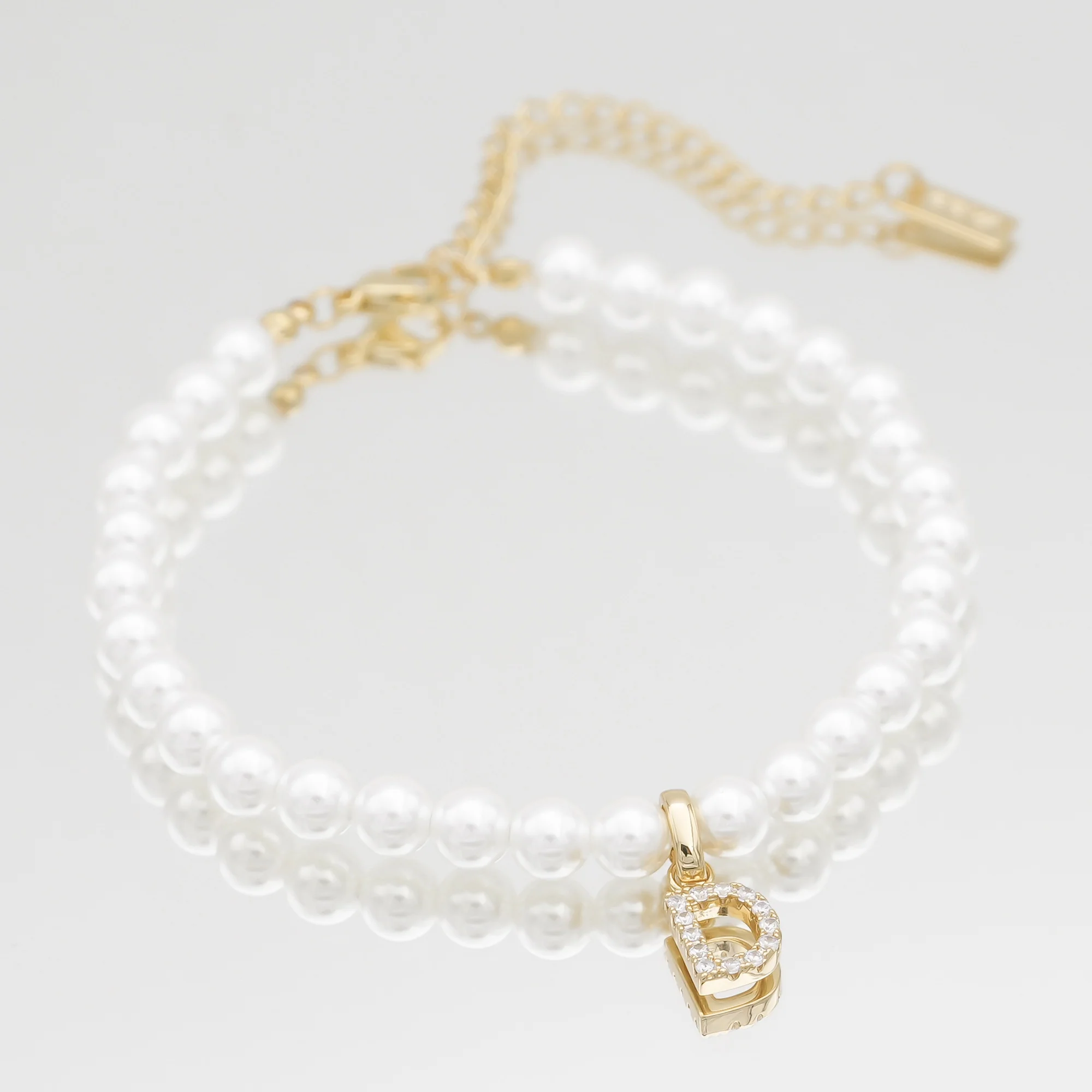 Pave Pearl Initial Bracelet - Image 8