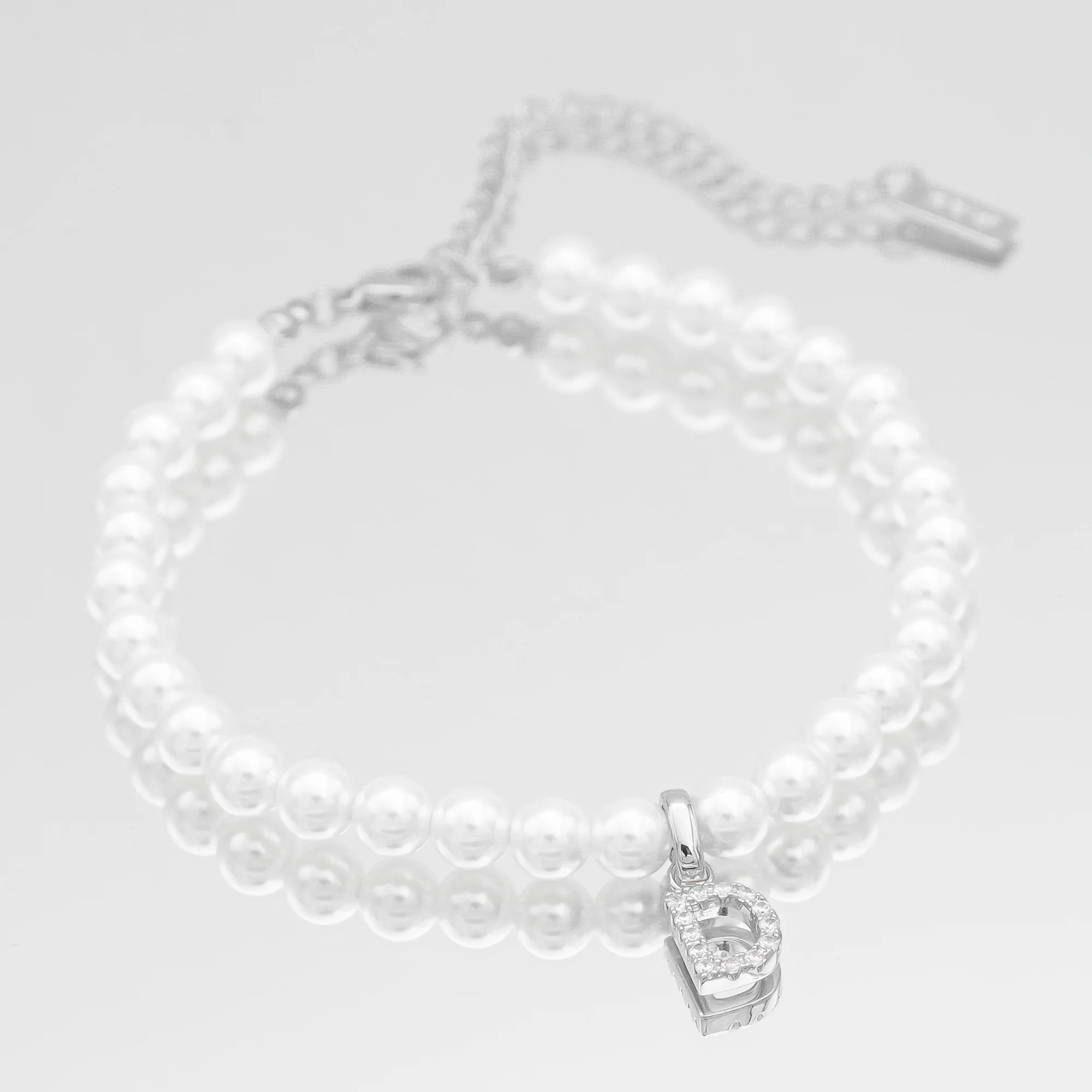 Pave Pearl Initial Bracelet - Image 9