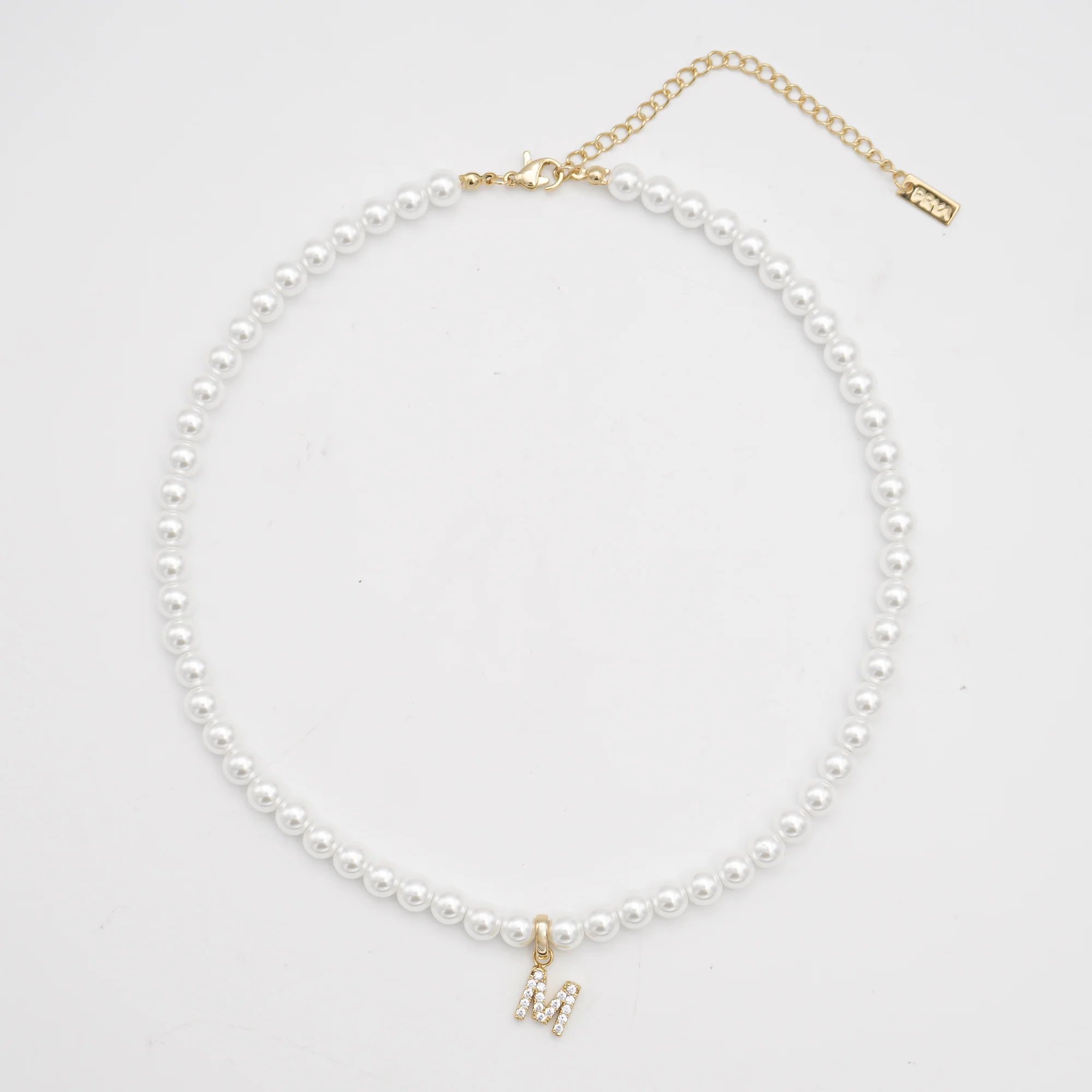 Pave Pearl Initial Necklace - Image 4