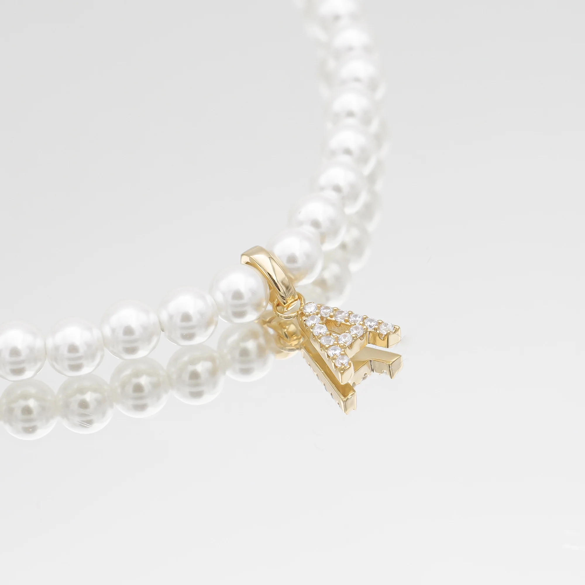 Pave Pearl Initial Necklace - Image 5