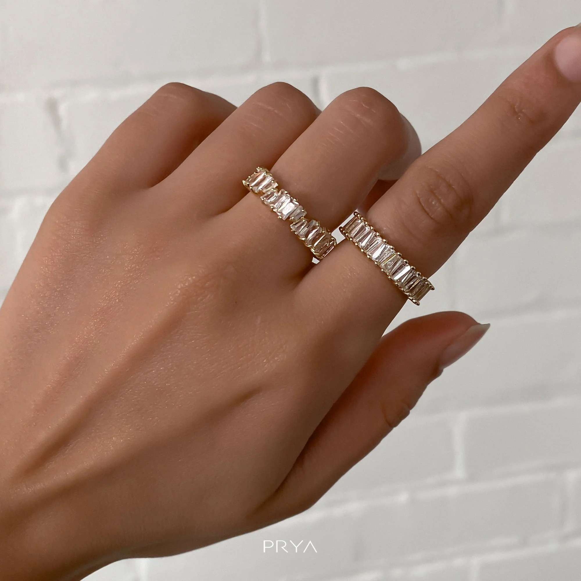 Jada Baguette Cut CZ Adjustable Ring | Gold - Image 11