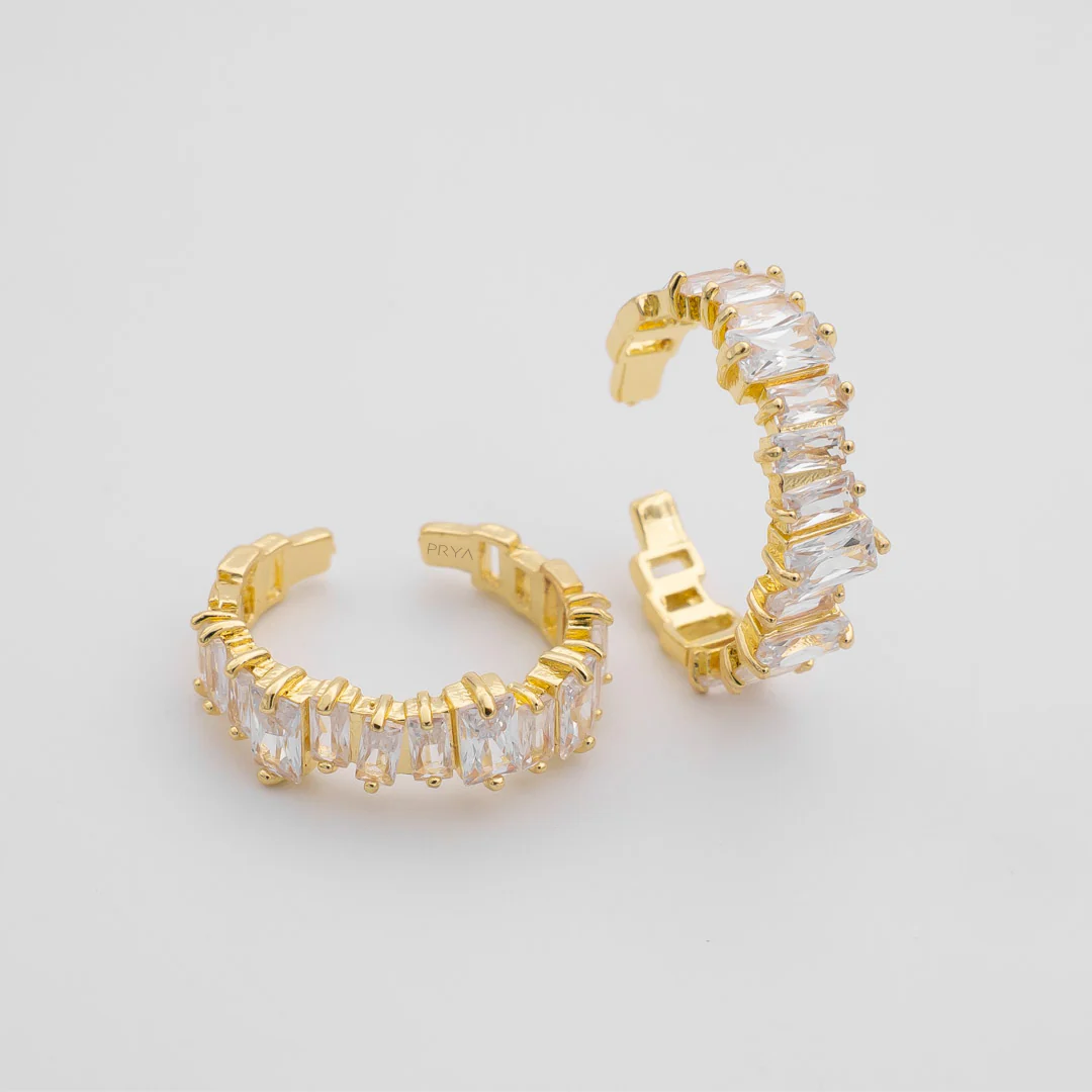 Jada Baguette Cut CZ Adjustable Ring | Gold - Image 3